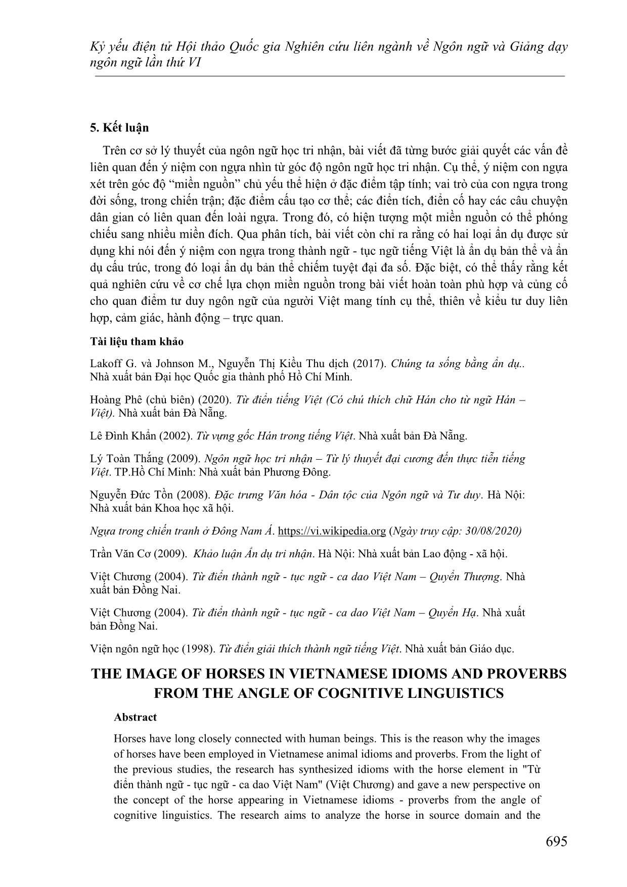 Một cách kiến giải về hình ảnh con ngựa trong thành ngữ-Tục ngữ Tiếng Việt dưới góc nhìn ngôn ngữ học tri nhận trang 9