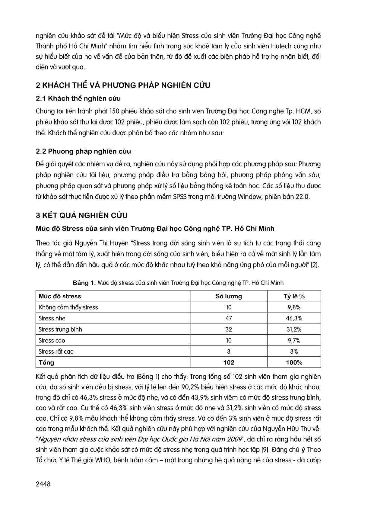 Mức độ và biểu hiện stress của sinh viên trường Đại học Công nghệ TP. Hồ Chí Minh trang 2