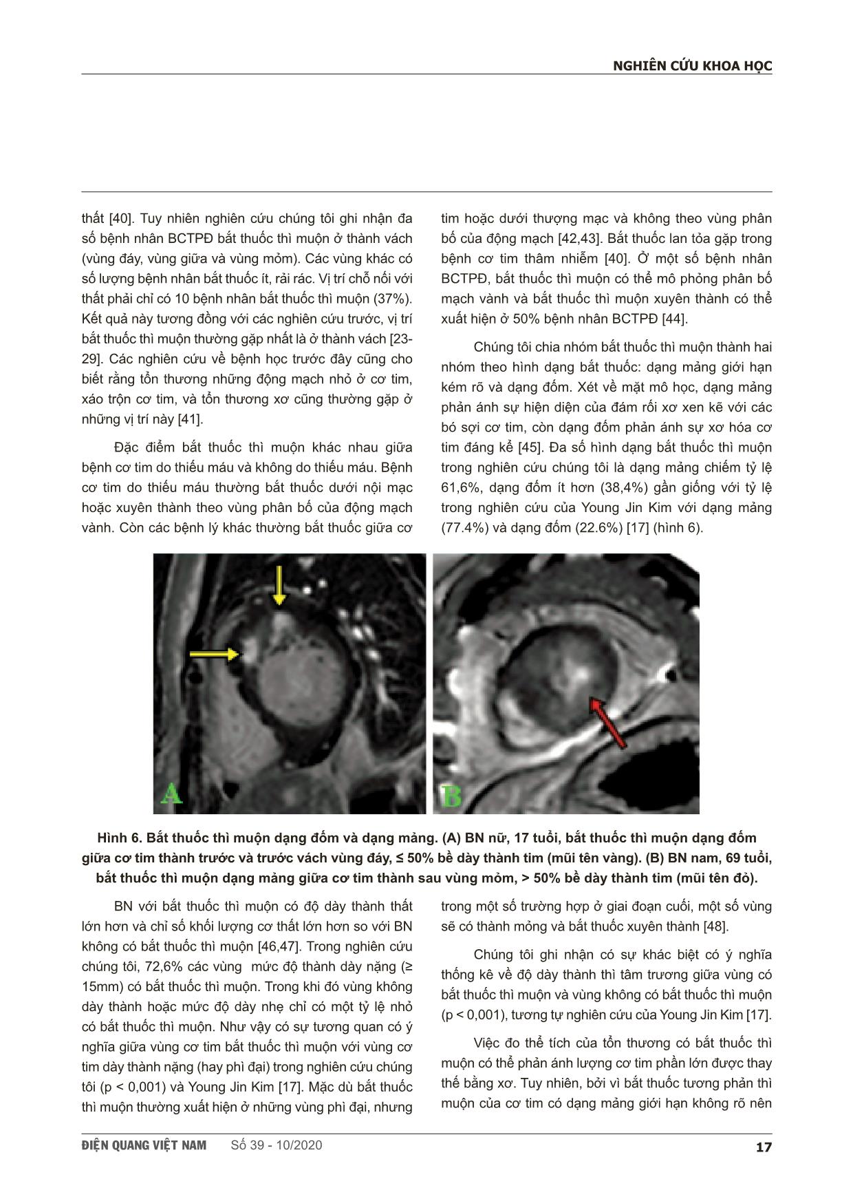 Khảo sát đặc điểm hình ảnh bắt thuốc thì muộn trên cộng hưởng từ của bệnh cơ tim phì đại trang 7