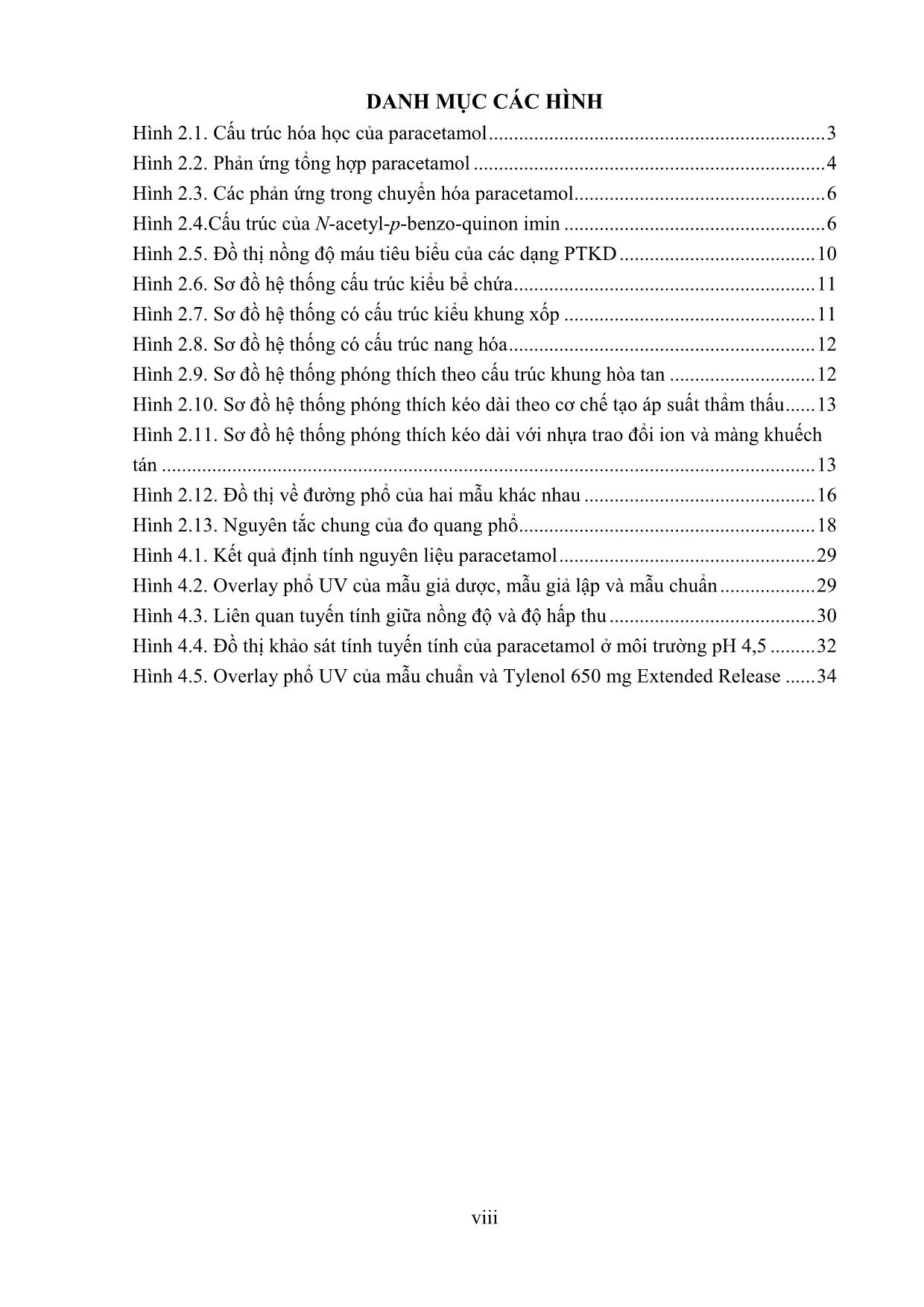Thẩm định quy trình định lượng paracetamol 650mg phóng thích kéo dài bằng phương pháp quang phổ UV - Vis trang 9