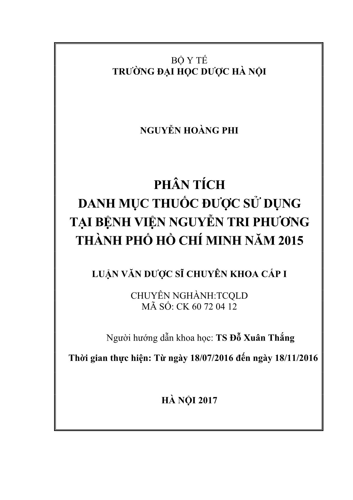 Phân tích danh mục thuốc được sử dụng tại bệnh viện Nguyễn Tri Phương thành phố Hồ Chí Minh năm 2015 trang 2