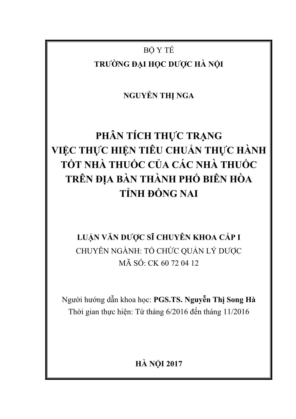 Phân tích thực trạng việc thực hiện tiêu chuẩn thực hành tốt nhà thuốc của các nhà thuốc trên địa bàn thành phố Biên hòa tỉnh Đồng Nai trang 2