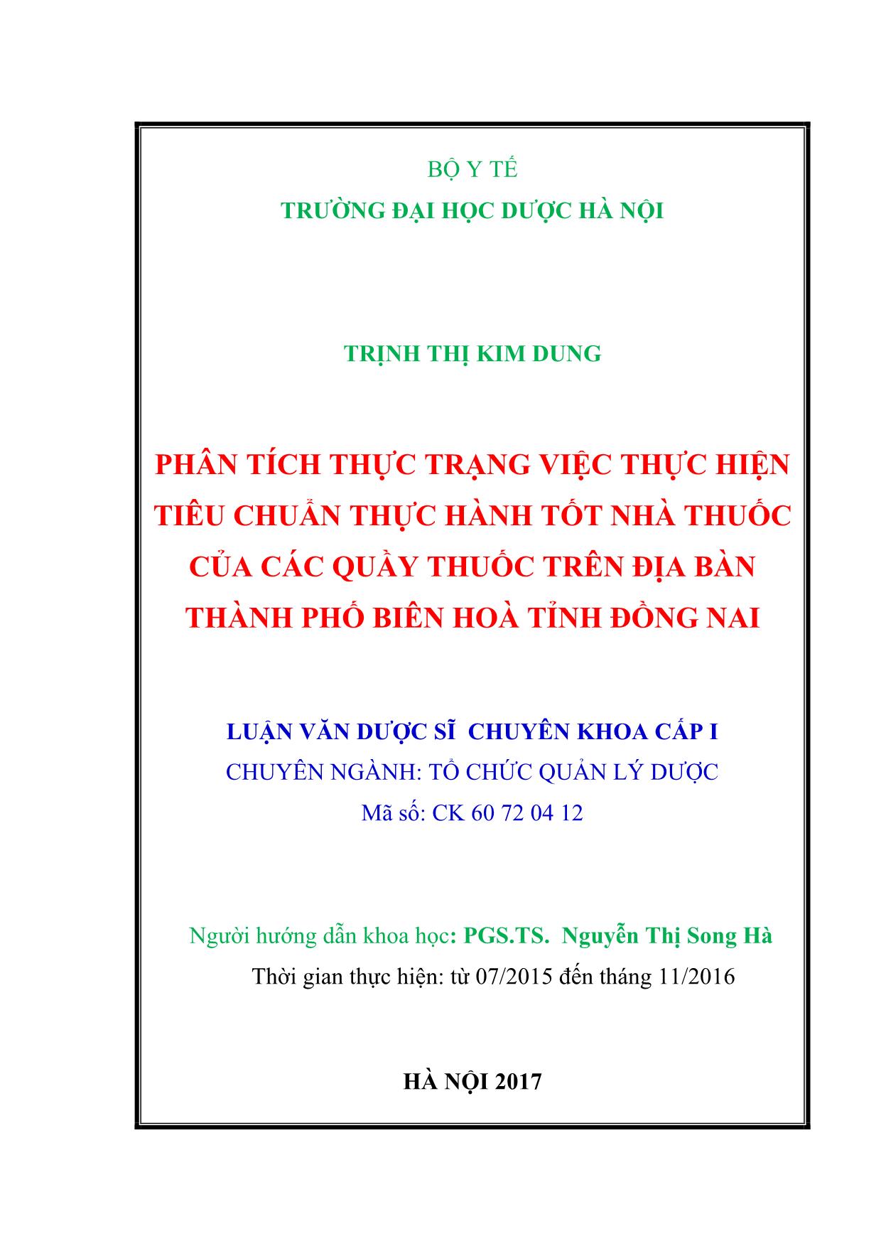 Phân tích thực trạng việc thực hiện tiêu chuẩn thực hành tốt nhà thuốc của các quầy thuốc trên địa bàn thành phố Biên hòa tỉnh Đồng Nai trang 2