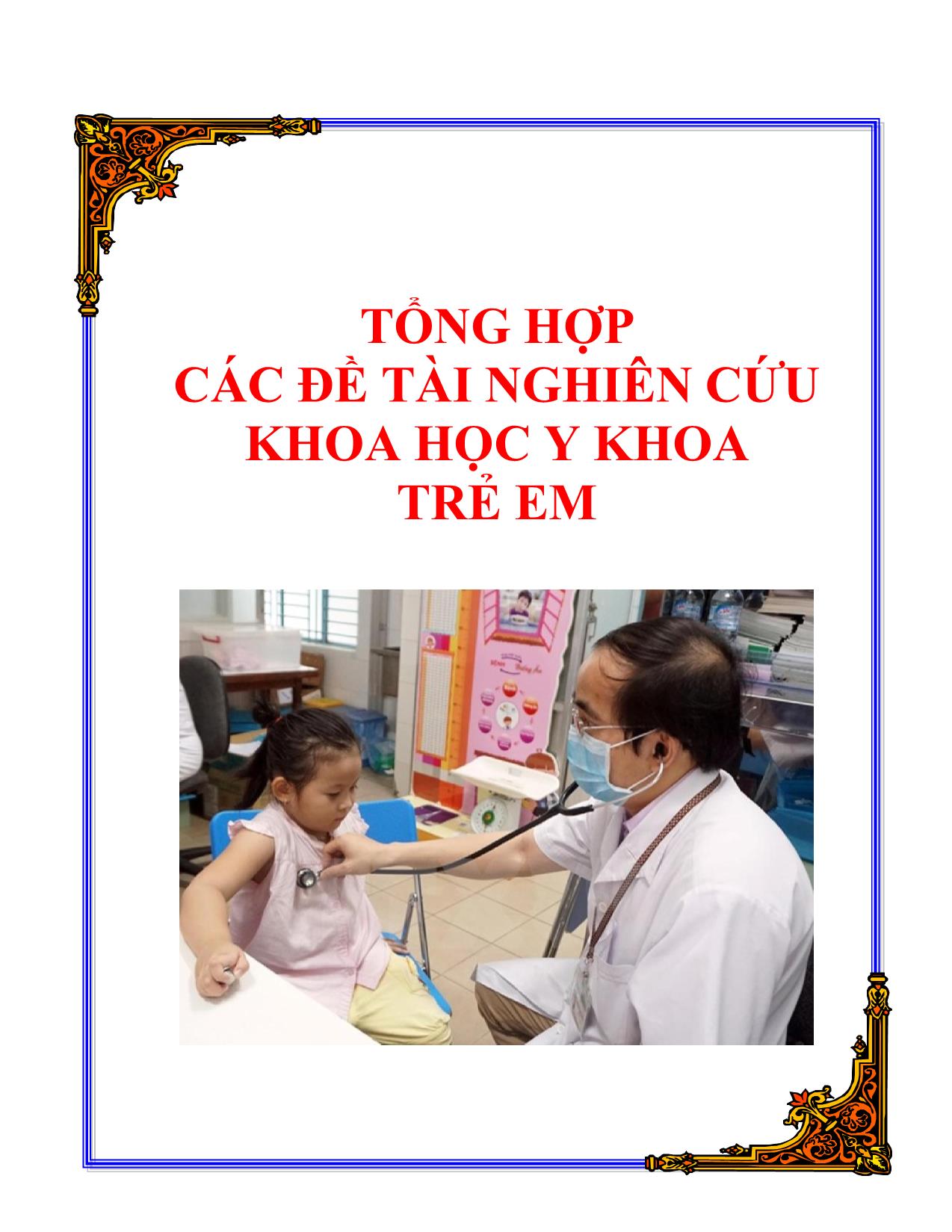 Tổng hợp các Đề tài nghiên cứu khoa học y khoa trẻ em trang 1