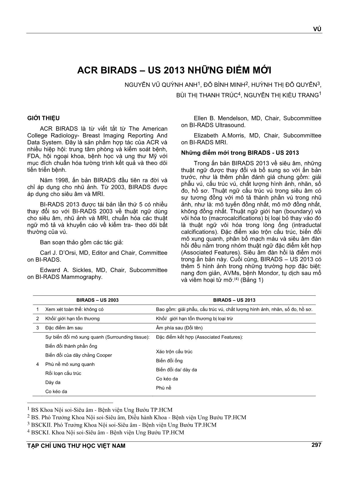 Acr birads – US 2013 những điểm mới trang 1