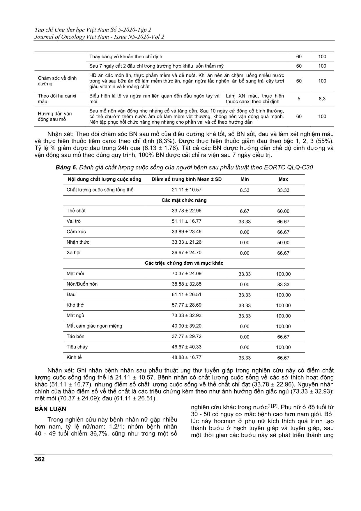 Đánh giá công tác chăm sóc điều dưỡng ở người bệnh sau phẫu thuật ung thư tuyến giáp tại trung tâm ung bướu bệnh viện trung ương Thái Nguyên trang 5