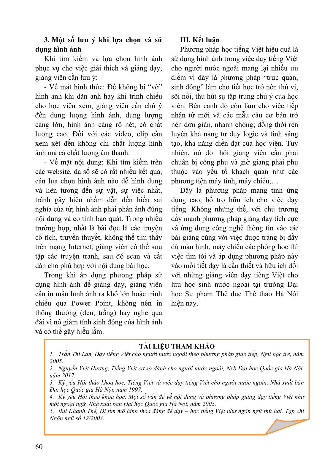 Áp dụng phương pháp dạy tiếng Việt bằng hình ảnh cho Lưu học sinh Lào tại trường Đại học Sư phạm Thể dục Thể thao Hà Nội (tiếng Việt trình độ cơ sở) trang 6