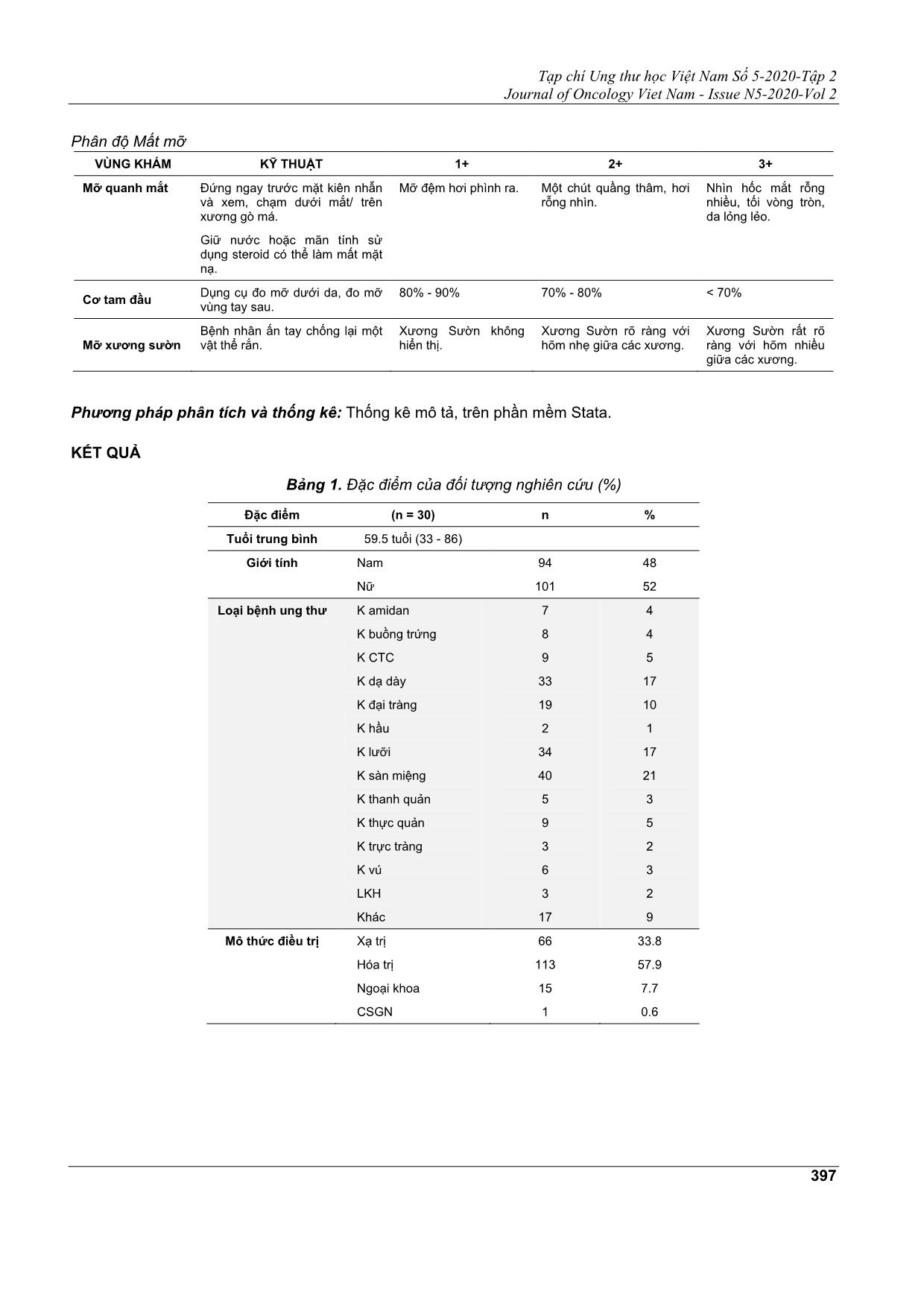 So sánh tỷ lệ phát hiện suy dinh dưỡng của bệnh nhân ung thư theo thang điểm PG - Sga so với phiếu đánh giá tình trạng dinh dưỡng tại khoa dinh dưỡng bệnh viện ung bướu TP. HCM từ 01 / 5 / 2020 đến 01 / 10 / 2020 trang 3