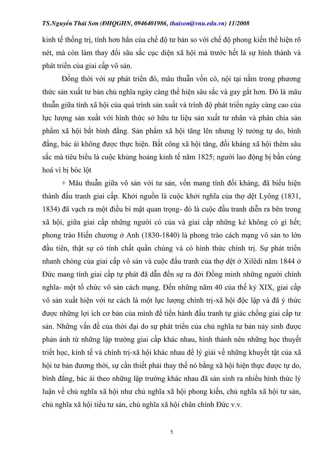 Bài giảng Những nguyên lý cơ bản của chủ nghĩa Mác-Lênin - Nguyễn Thái Sơn trang 5
