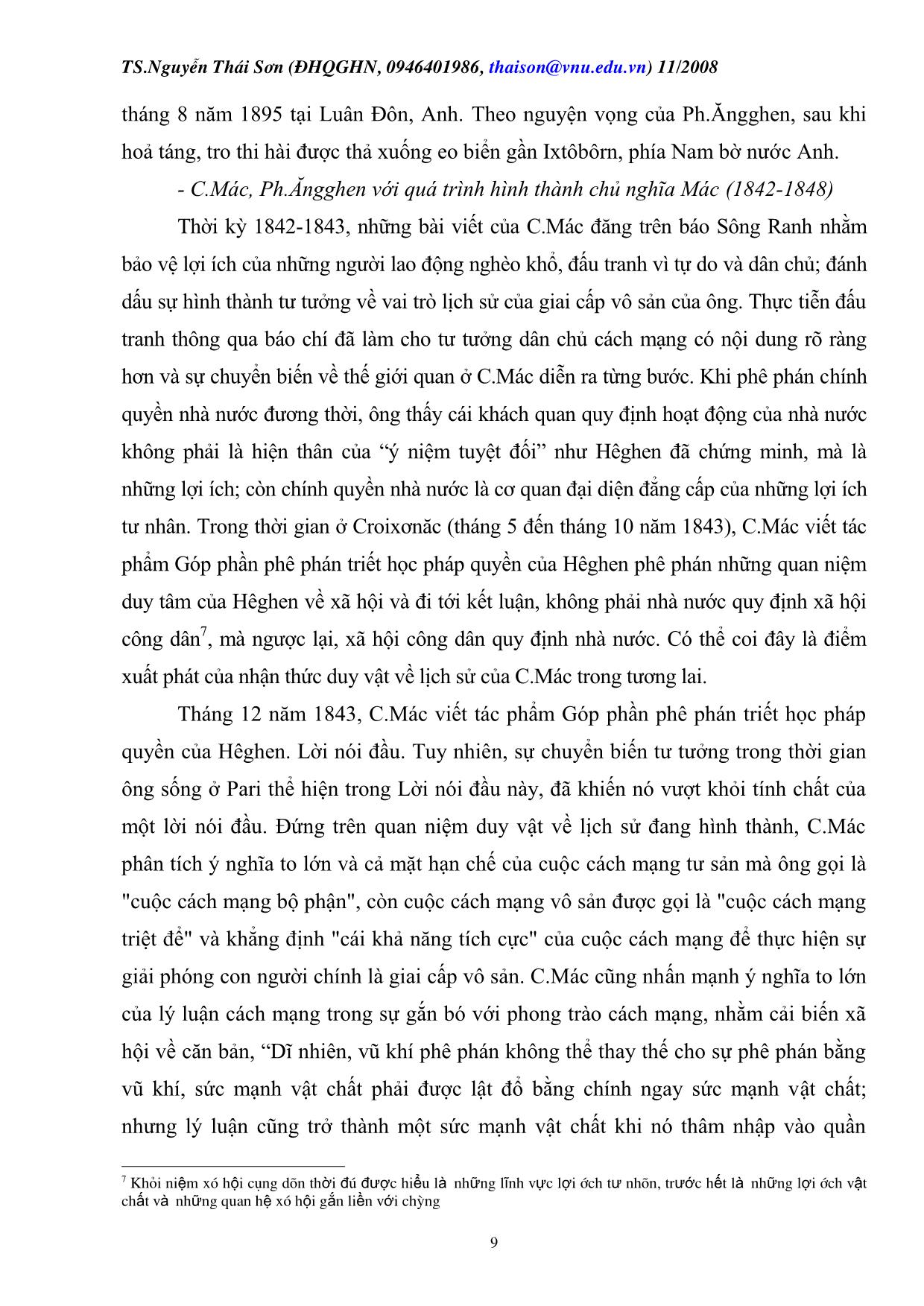 Bài giảng Những nguyên lý cơ bản của chủ nghĩa Mác-Lênin - Nguyễn Thái Sơn trang 9