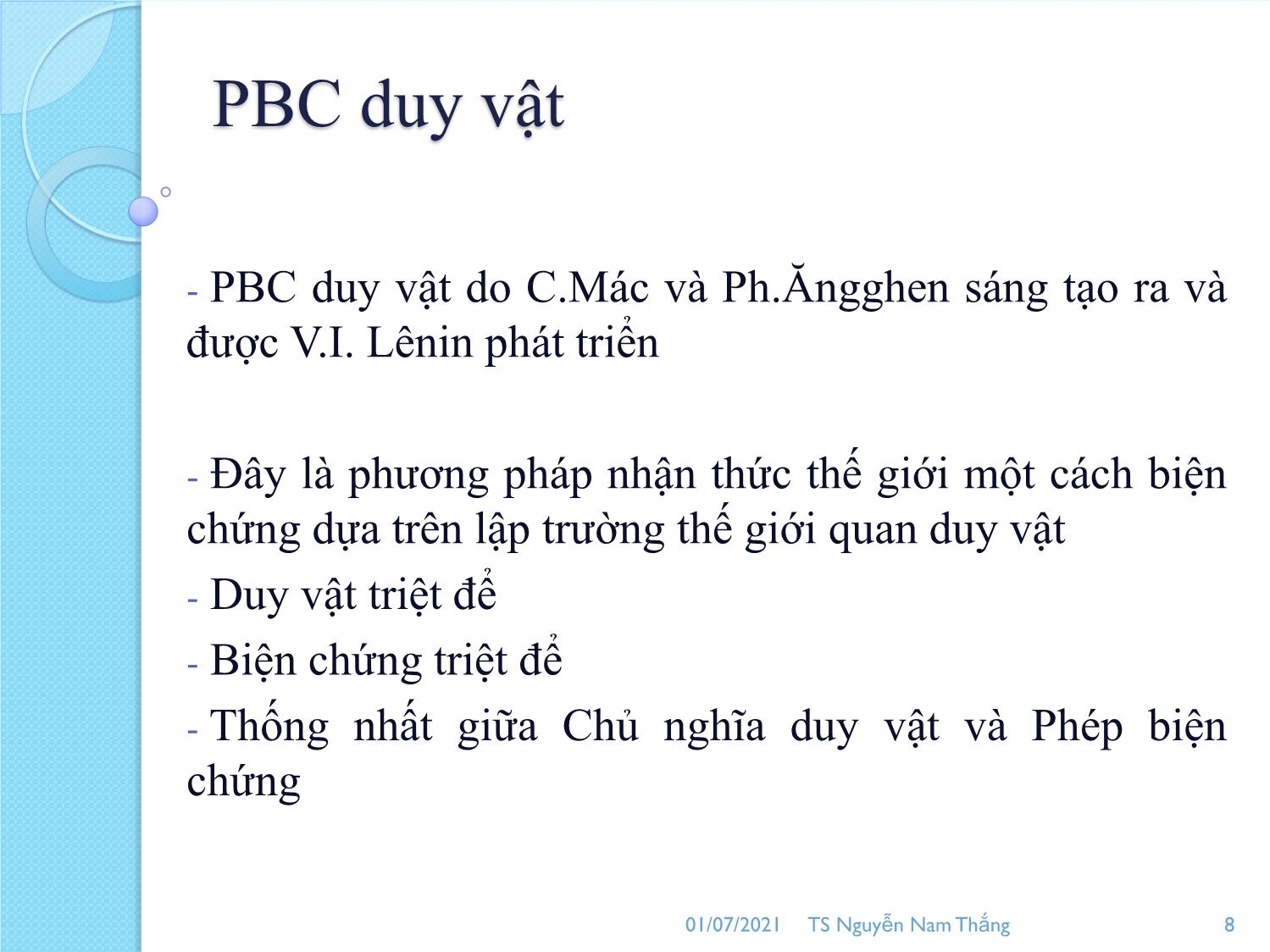 Bài giảng Phép biện chứng duy vật - Nguyễn Nam Thắng trang 8