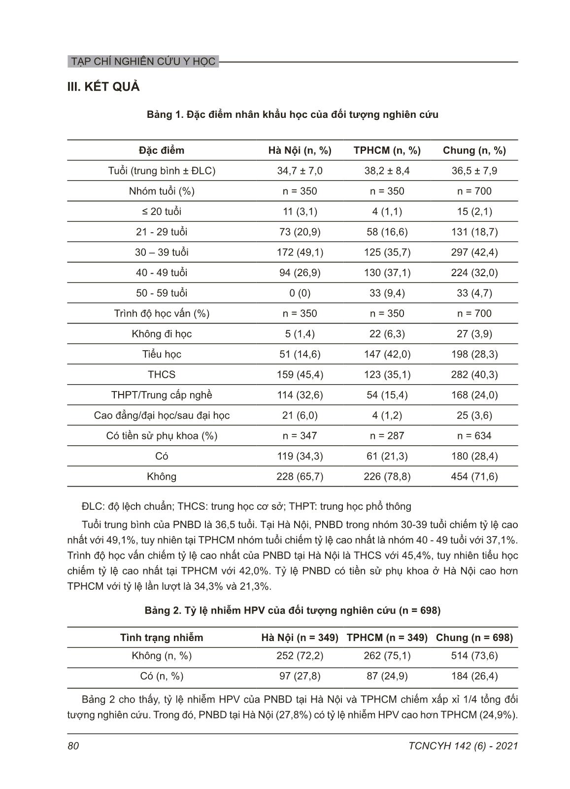 Tỷ lệ nhiễm hpv và kết quả xét nghiệm thinprep pap của phụ nữ bán dâm ở Hà nội và thành phố Hồ Chí Minh năm 2018 trang 3