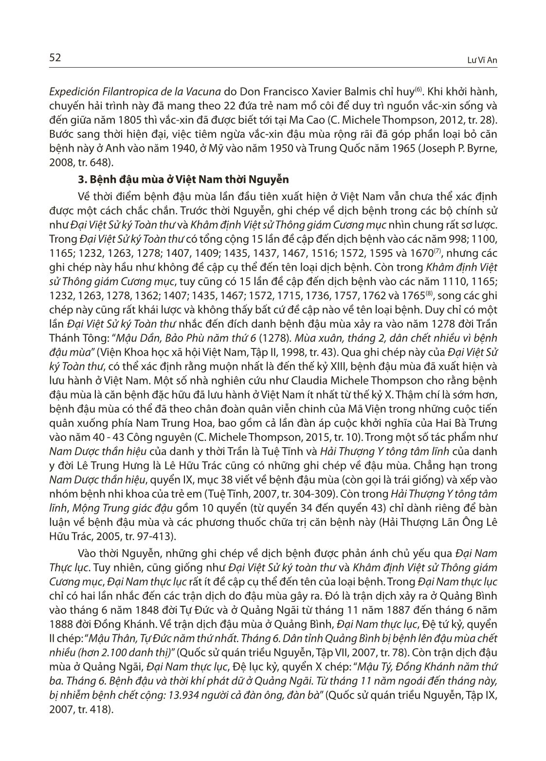 Bệnh đậu mùa ở Việt Nam thời Nguyễn và việc tiếp cận vắc-Xin đậu mùa của nhà Nguyễn vào đầu thế kỷ XIX trang 4