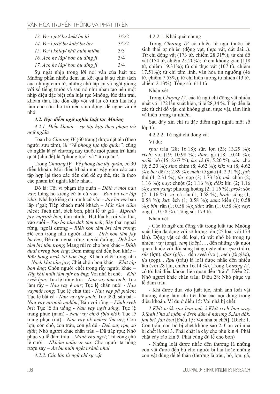 Đặc điểm ngôn ngữ trong luật tục Mnông (Nghiên cứu trường hợp: chương IV - Về phong tục tập quán) trang 5
