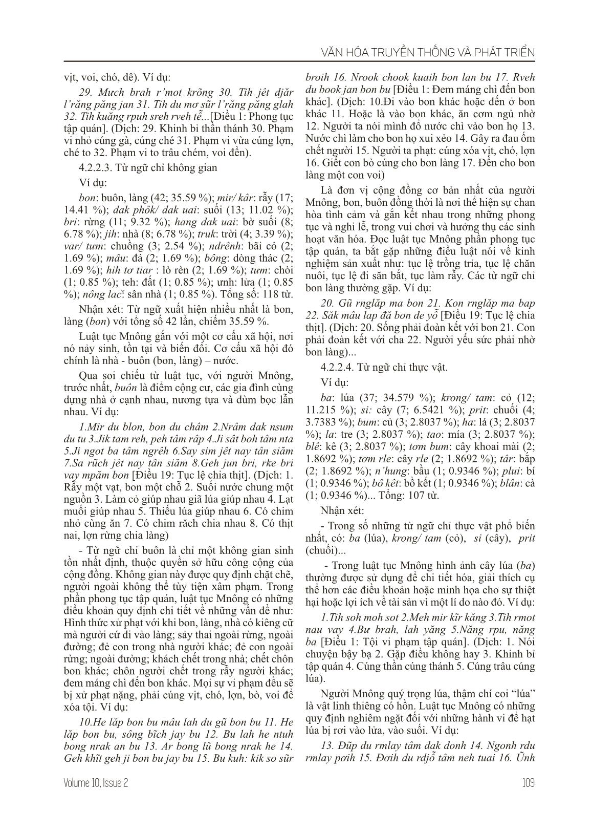 Đặc điểm ngôn ngữ trong luật tục Mnông (Nghiên cứu trường hợp: chương IV - Về phong tục tập quán) trang 6