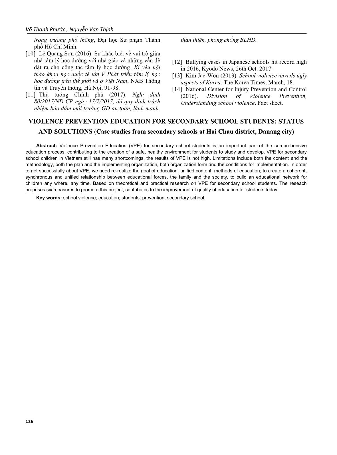 Giáo dục phòng ngừa bạo lực học đường cho học sinh trung học cơ sở: thực trạng và giải pháp (nghiên cứu tại các trường THCS quận Hải châu thành phố Đà Nẵng) trang 9