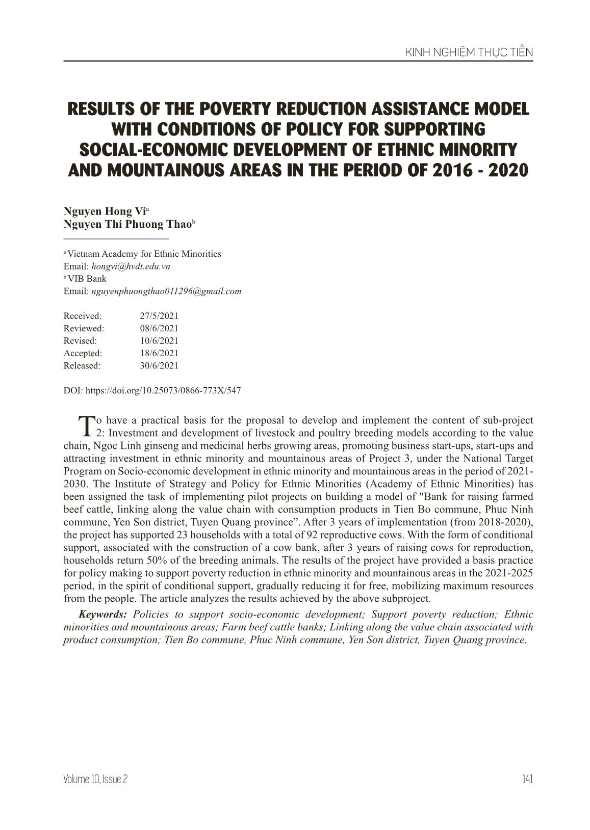 Kết quả mô hình hỗ trợ giảm nghèo gắn với điều kiện chính sách hỗ trợ phát triển kinh tế - xã hội của vùng dân tộc thiểu số và miền núi giai đoạn 2016-2020 trang 1
