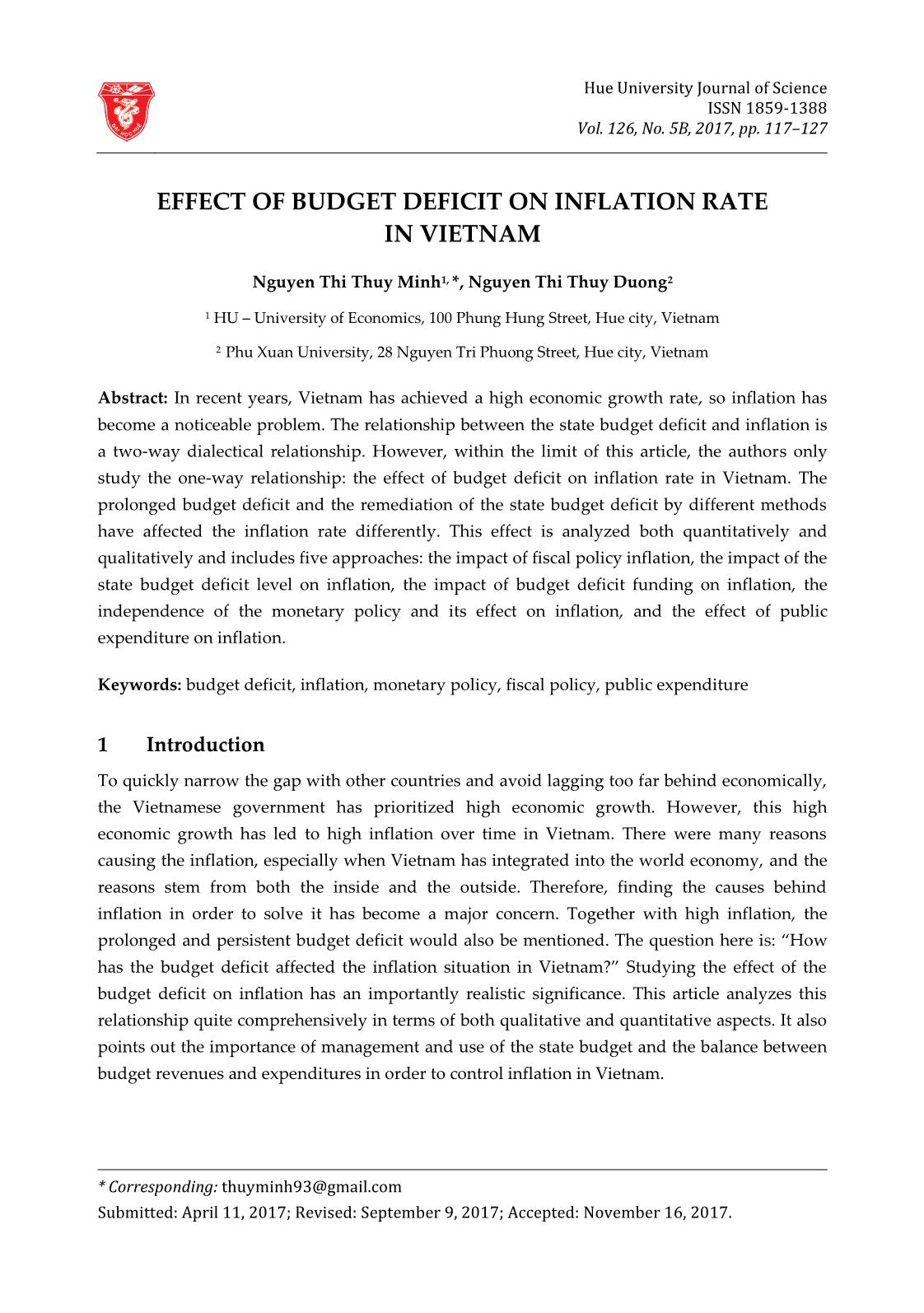 Effect of budget deficit on inflation rate in Vietnam trang 1