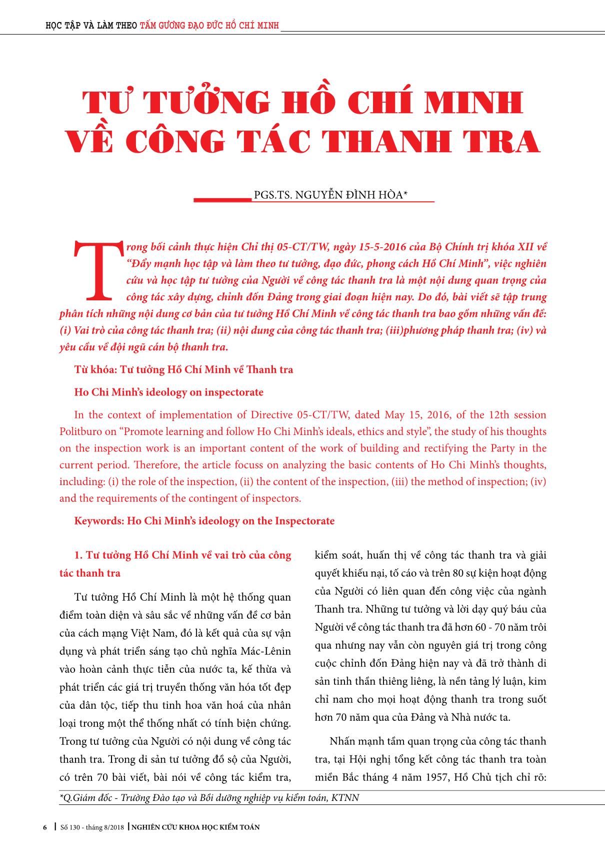 Tư tưởng Hồ Chí Minh về công tác thanh tra trang 1