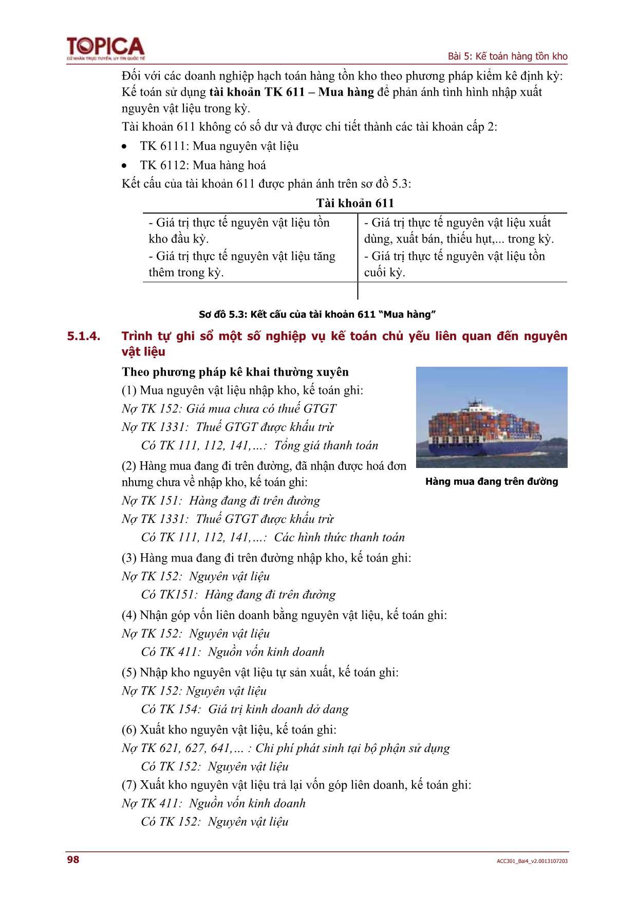 Kế toán, kiểm toán - Bài 5: Kế toán hàng tồn kho trang 10