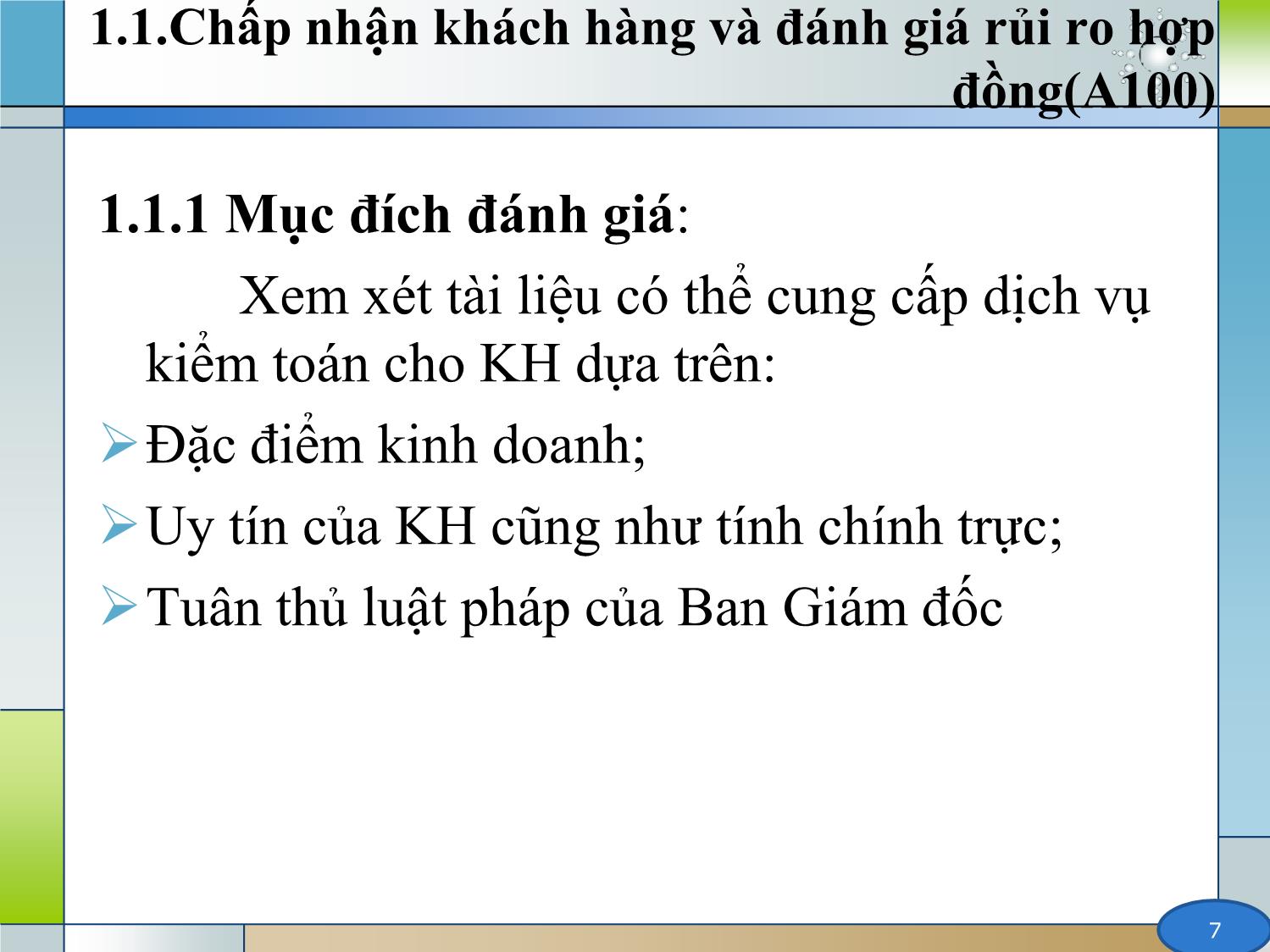 Kiểm toán (phần 2) - Chương 1: Lập kế hoạch kiểm toán (A100 – A900) trang 7