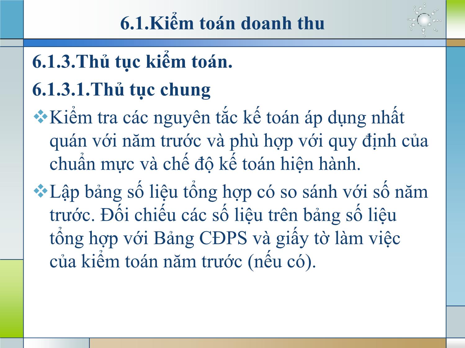 Kiểm toán (phần 2) - Chương 6: Kiểm toán chi tiết Báo cáo KQHĐKD (phần G) trang 5