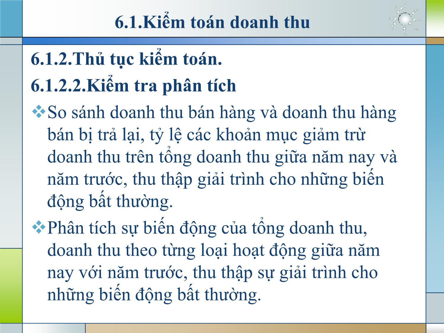 Kiểm toán (phần 2) - Chương 6: Kiểm toán chi tiết Báo cáo KQHĐKD (phần G) trang 6