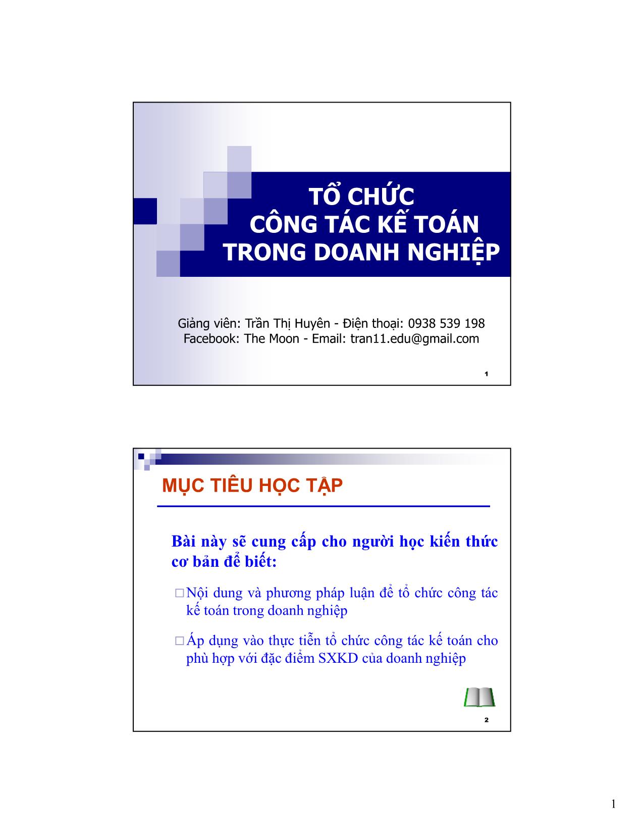 Kế toán, kiểm toán - Tổ chức công tác kế toán trong doanh nghiệp trang 1