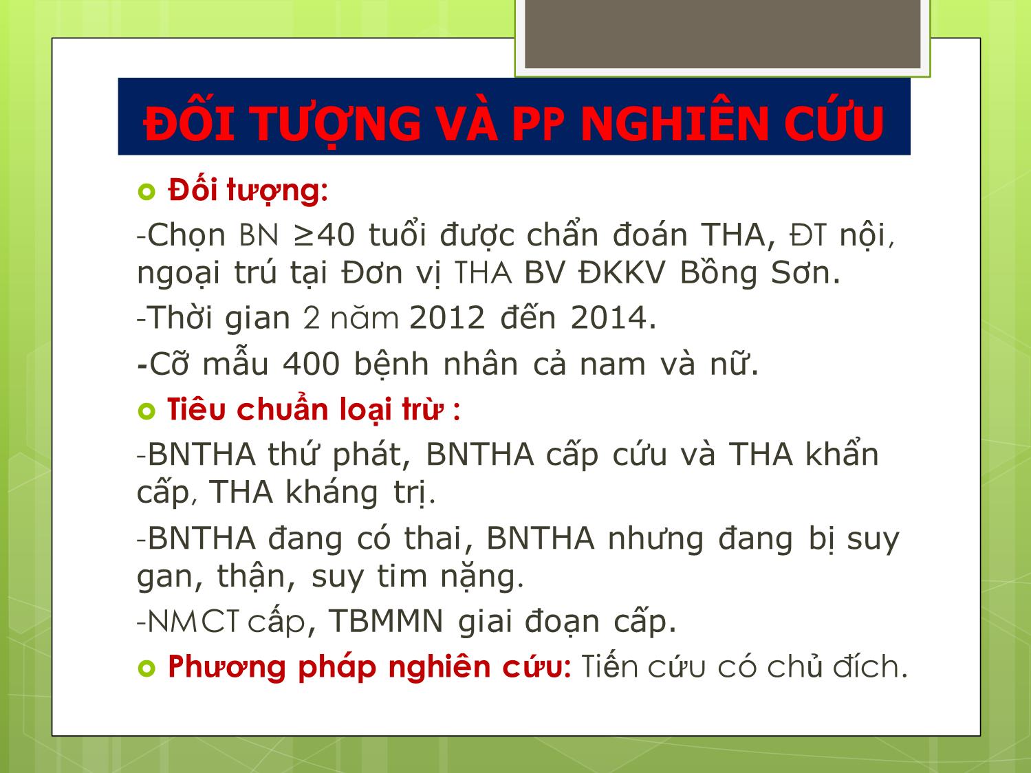 Đánh giá kết quả điều trị quản lý 400 bệnh nhân tăng huyết áp tại bệnh viện ĐKKV Bồng Sơn Bình Định trang 9