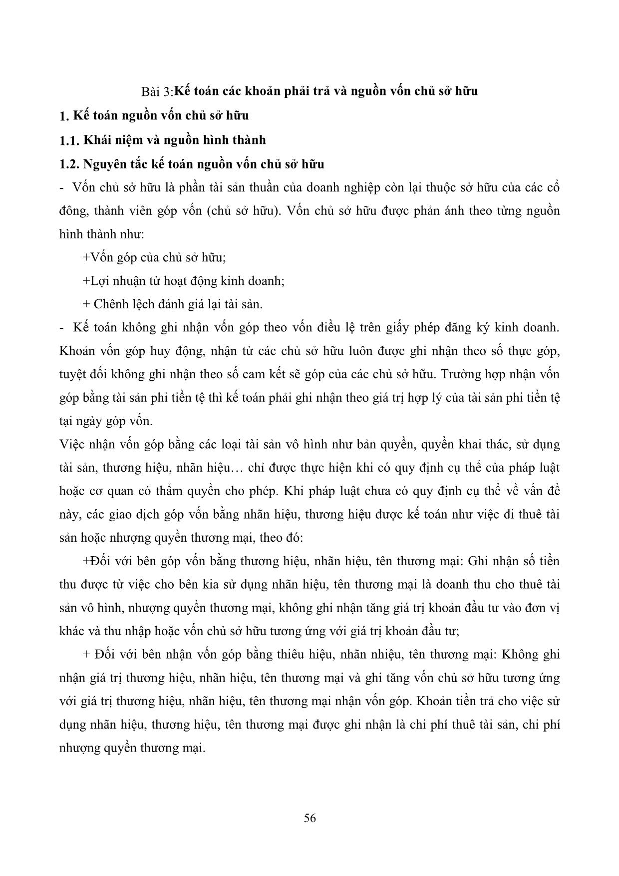 Kế toán doanh nghiệp (phần 2) - Bài 3: Kế toán các khoản phải trả và nguồn vốn chủ sở hữu trang 1