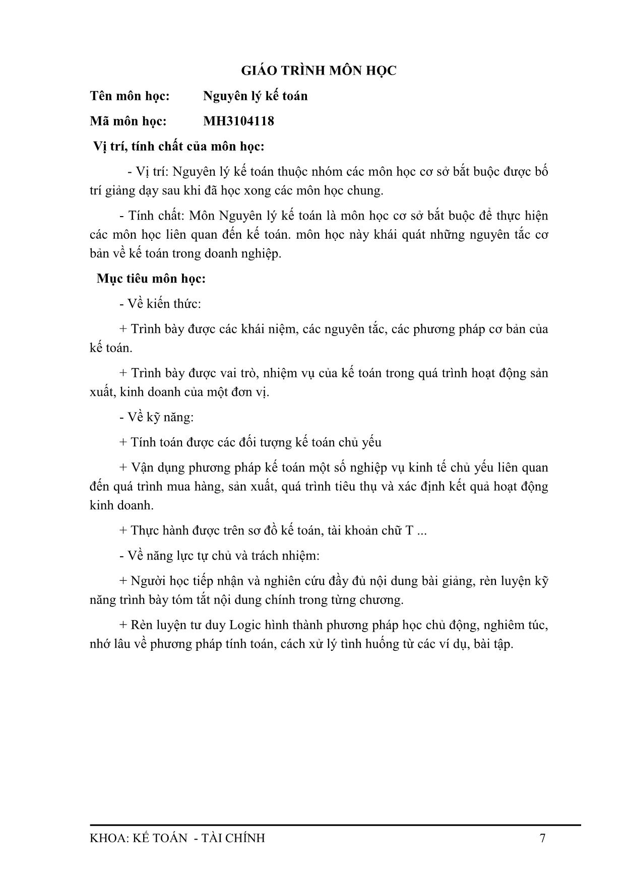 Giáo trình Nguyên lý kế toán trang 10