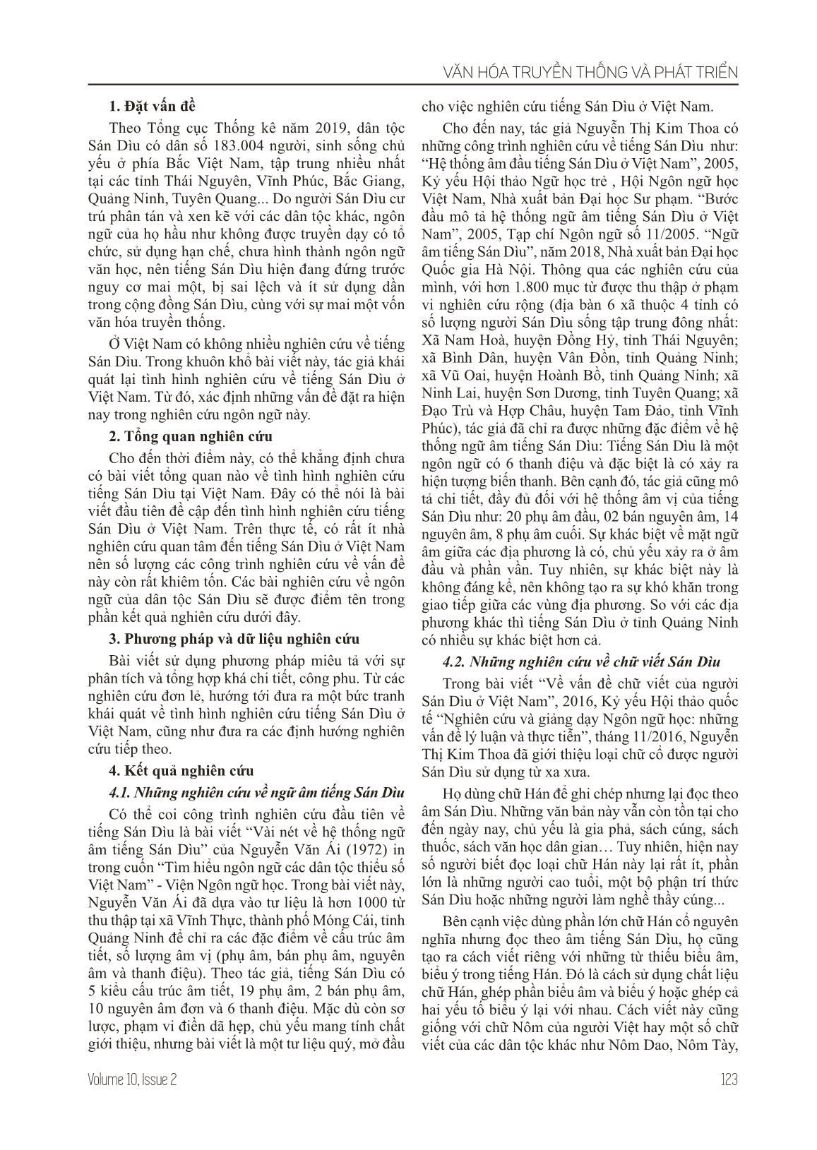 Những vấn đề đặt ra trong nghiên cứu tiếng Sán Dìu ở Việt Nam hiện nay trang 2