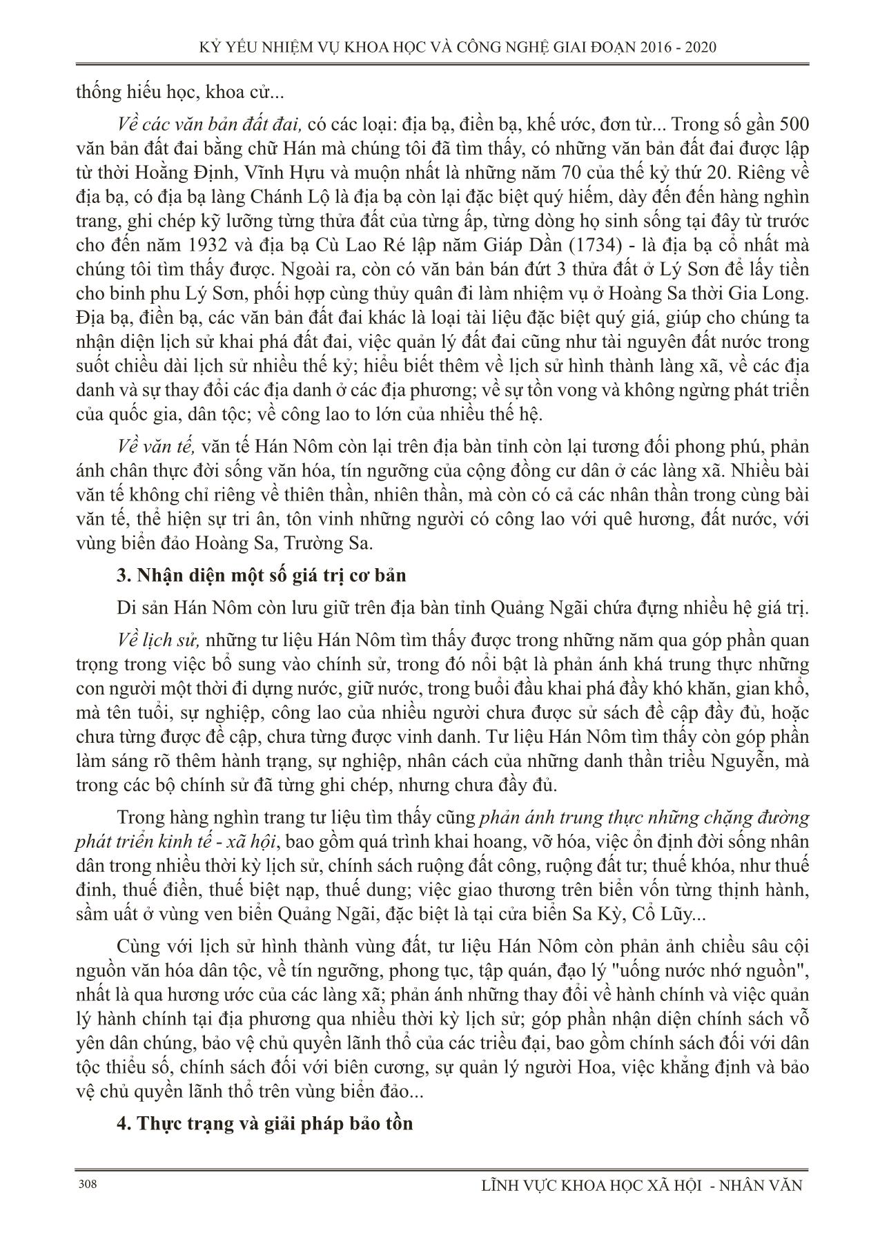 Sưu tầm, dịch thuật, phân loại và đánh giá tư liệu Hán Nôm ở Quảng Ngãi trang 3