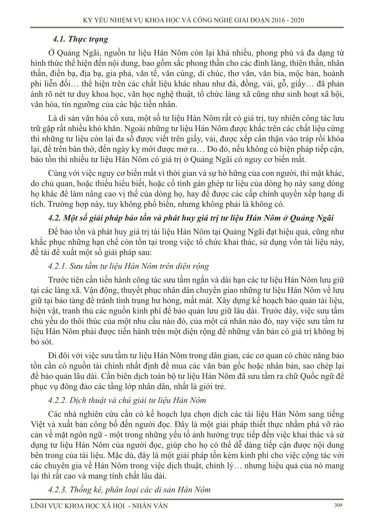Sưu tầm, dịch thuật, phân loại và đánh giá tư liệu Hán Nôm ở Quảng Ngãi trang 4