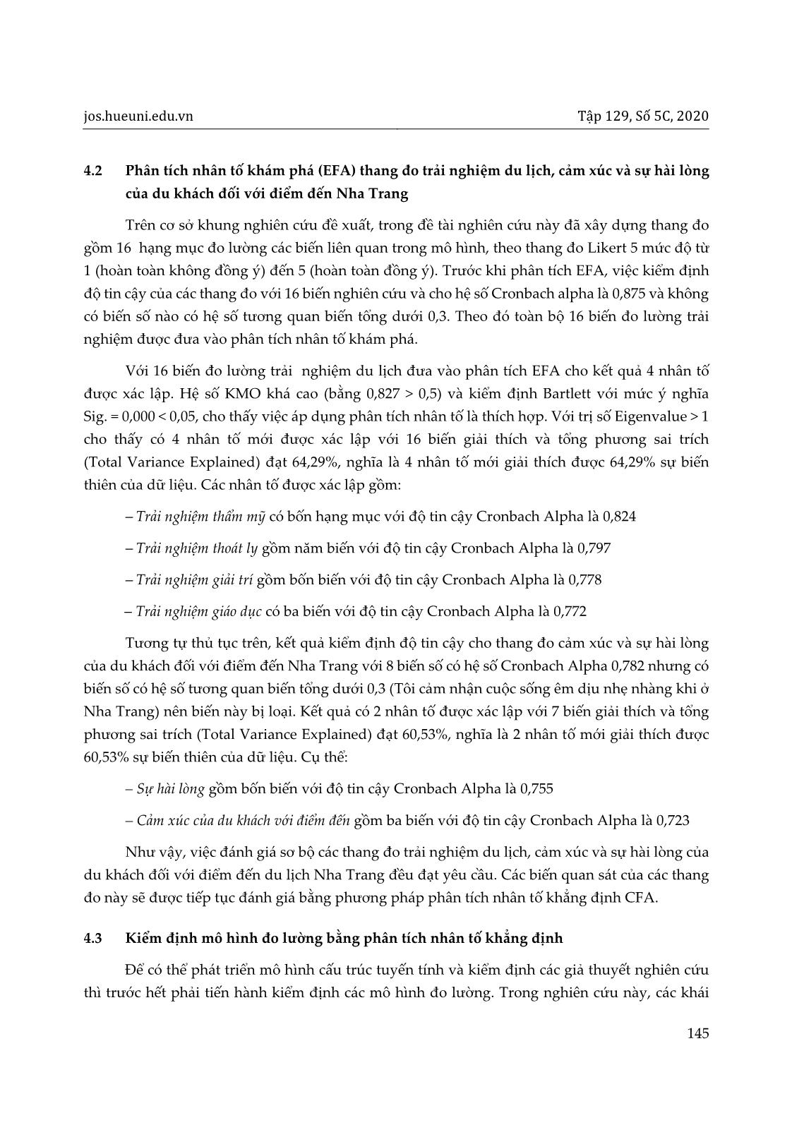 Tác động của trải nghiệm du lịch đến cảm xúc và sự hài lòng của du khách - nghiên cứu trường hợp điểm đến Nha Trang trang 9