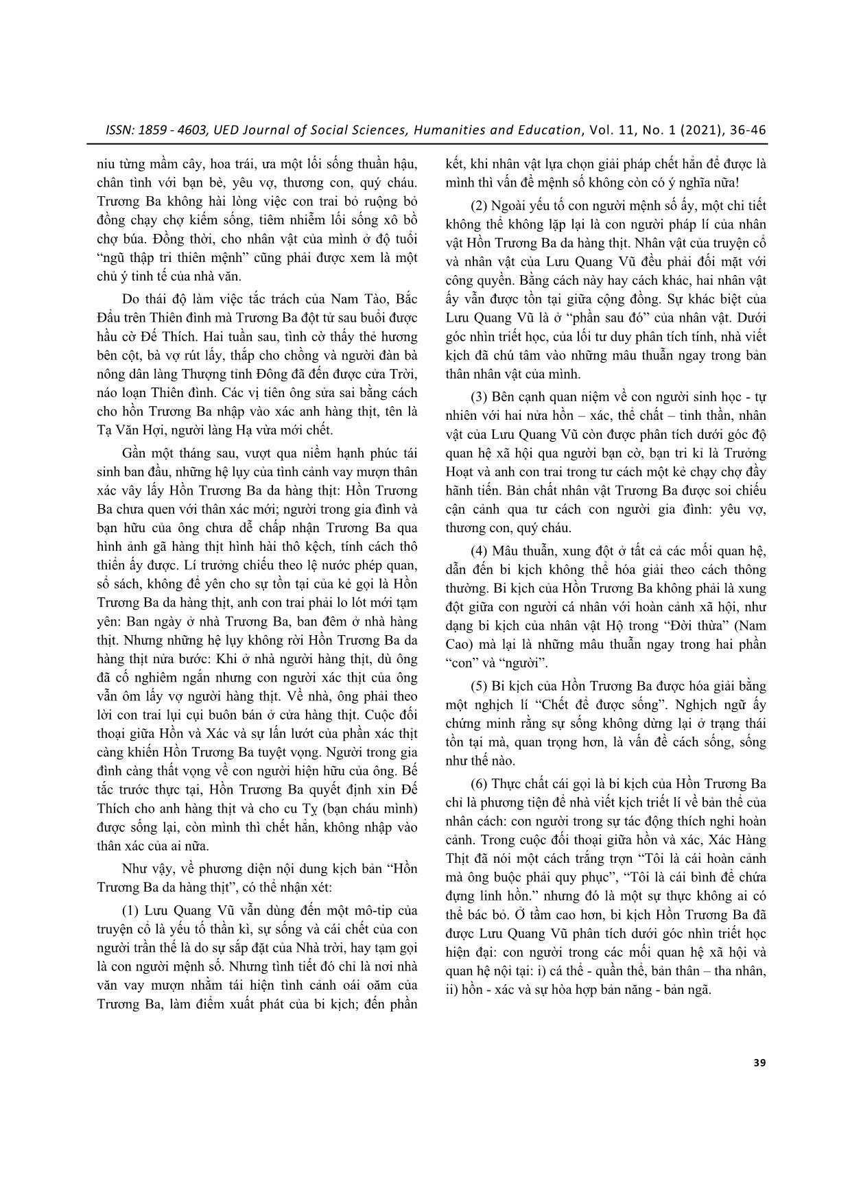 Ý tưởng triết luận và sáng tạo nghệ thuật của Lưu Quang Vũ trong kịch bản “Hồn Trương Ba da hàng thịt” trang 4