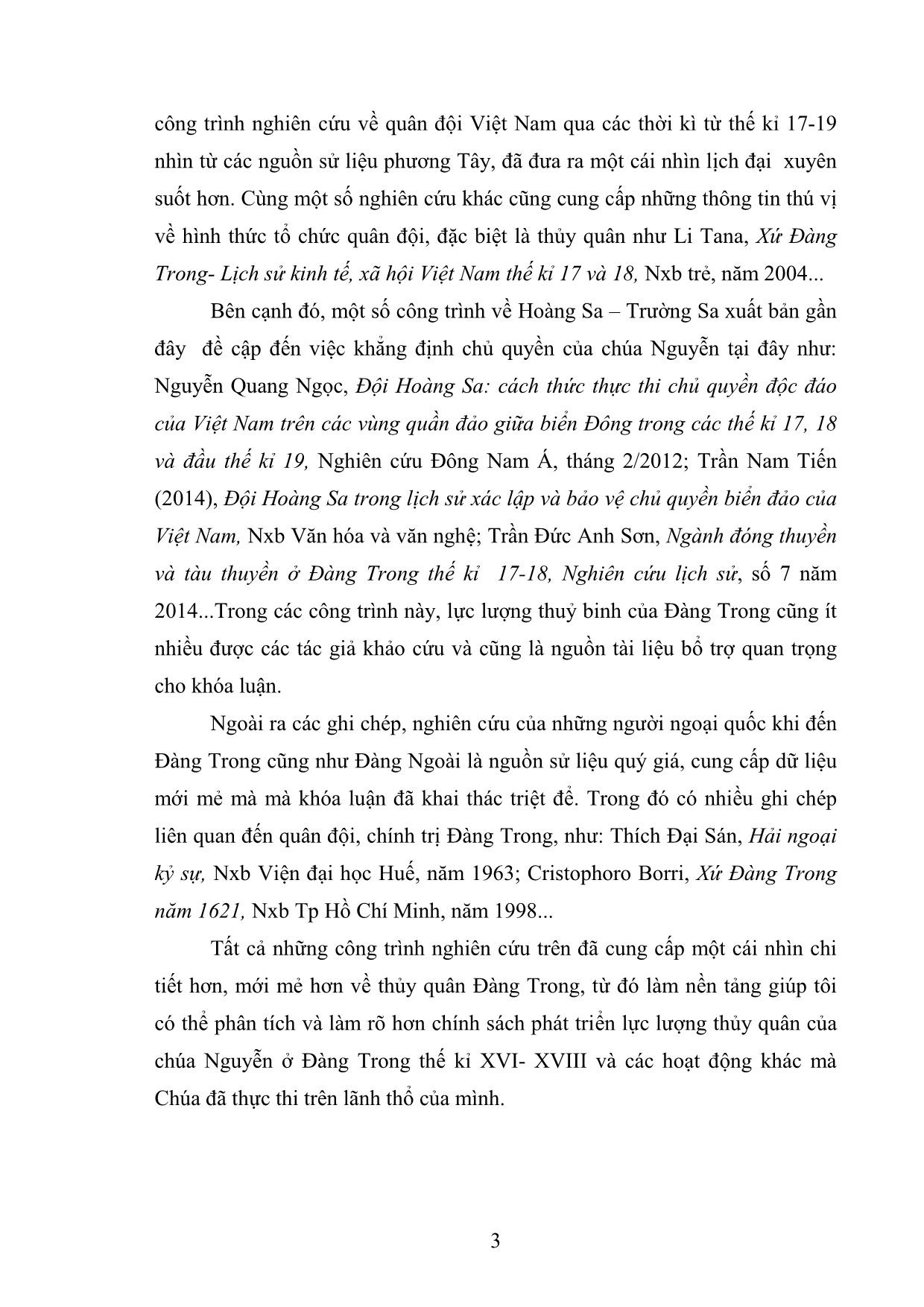 Khóa luận Chính sách phát triển thủy quân của các chúa Nguyễn ở Đàng Trong thế kỉ XVI-XVIII trang 7