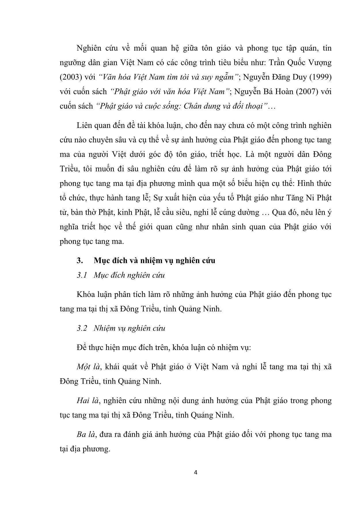Khóa luận Ảnh hưởng của phật giáo trong phong tục tang ma tại thị xã Đông Triều, tỉnh Quảng Ninh trang 10