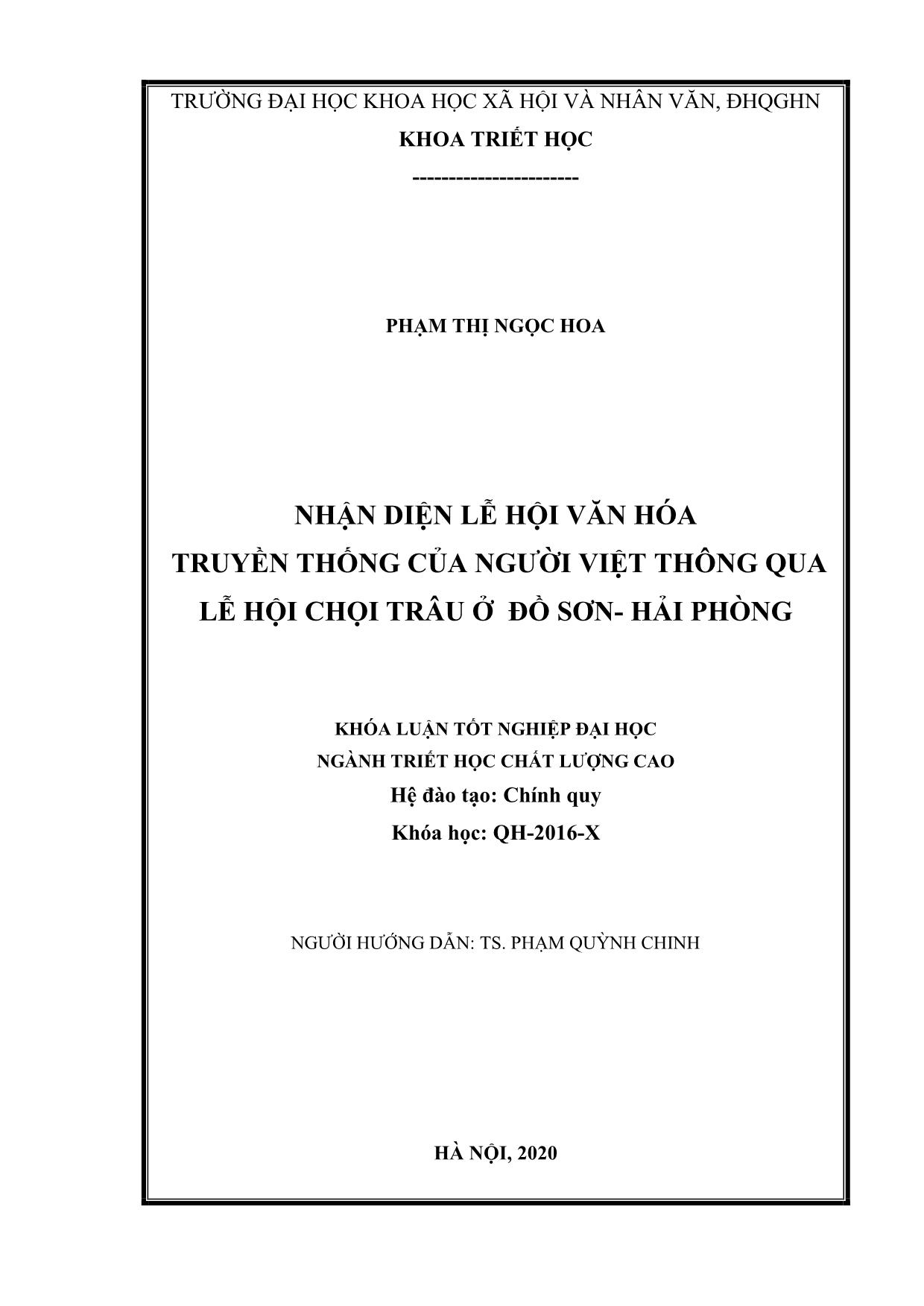 Khóa luận Nhận diện lễ hội văn hóa truyền thống của người Việt thông qua lễ hội chọi trâu ở Đồ Sơn-Hải Phõng trang 2