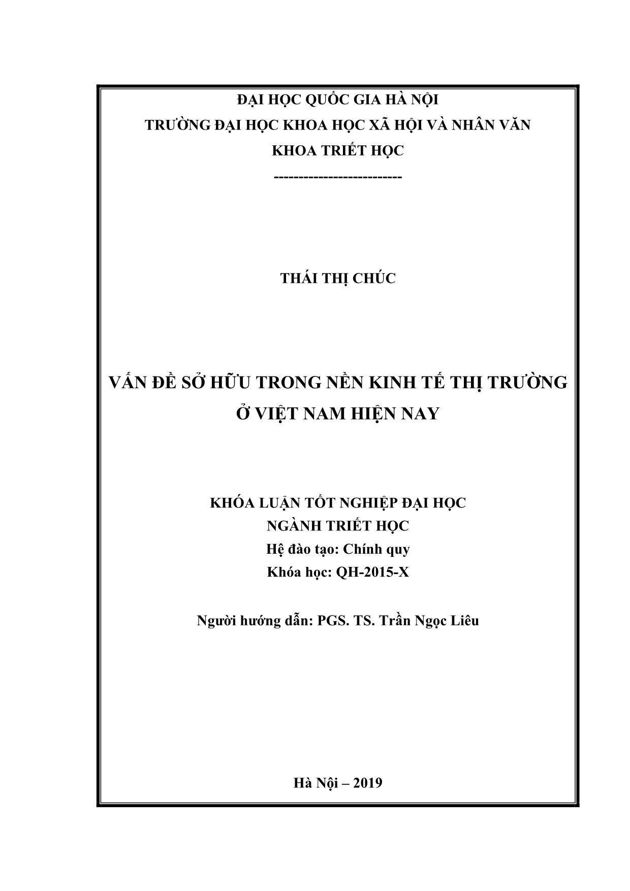 Khóa luận Vấn đề sở hữu trong nền kinh tế thị trường ở Việt Nam hiện nay trang 2