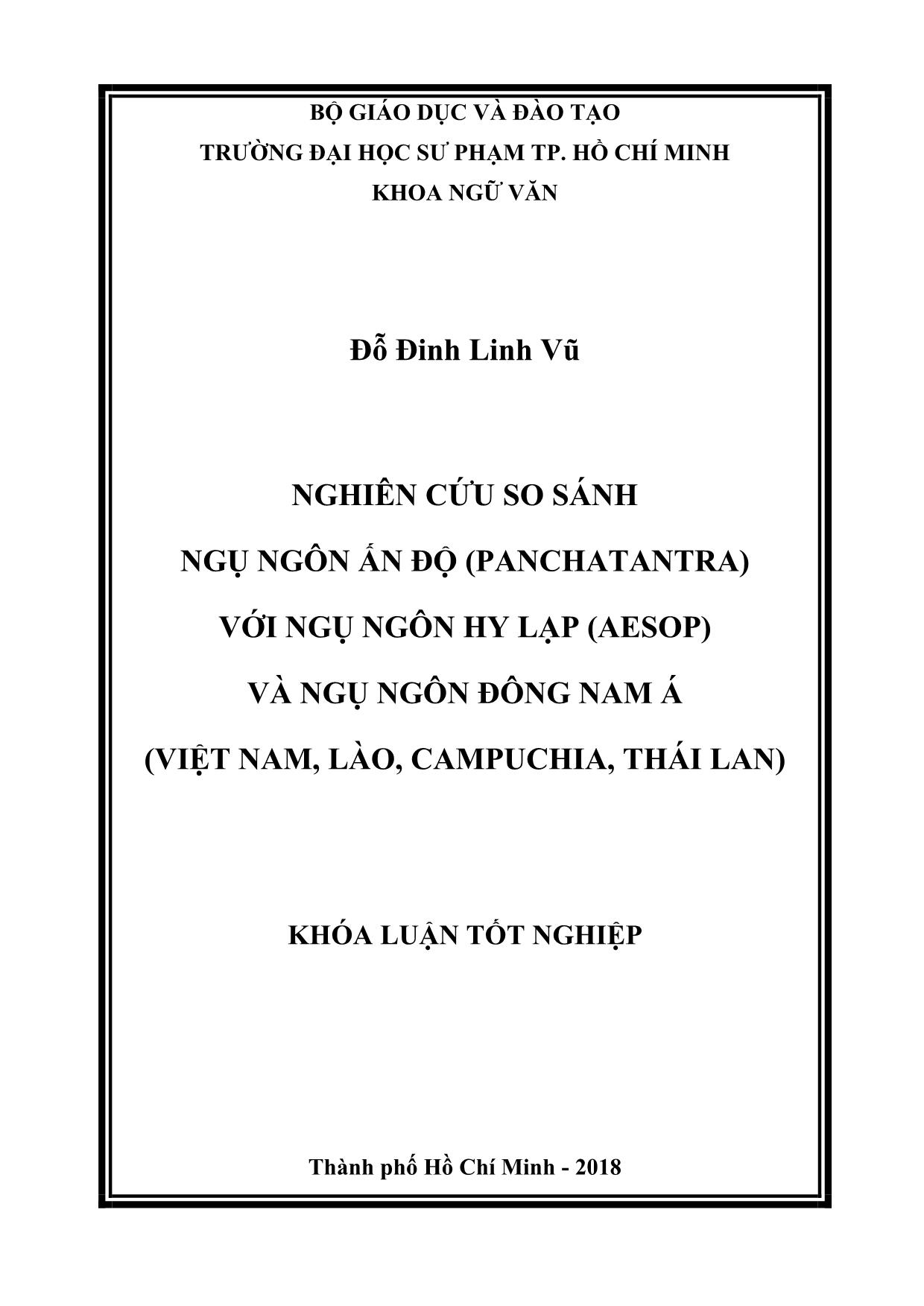 Nghiên cứu so sánh ngụ ngôn Ấn Độ (Panchatantra) với ngụ ngôn Hy Lạp (Aesop) và ngụ ngôn Đông Nam Á (Việt Nam, Lào, Campuchia, Thái Lan) trang 1