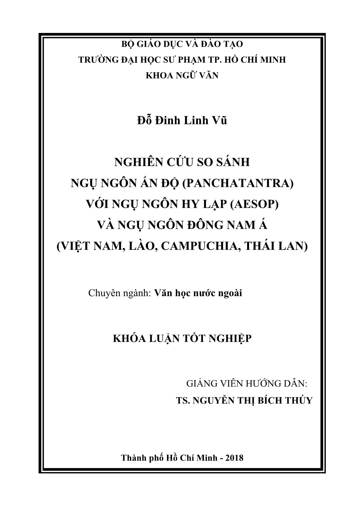 Nghiên cứu so sánh ngụ ngôn Ấn Độ (Panchatantra) với ngụ ngôn Hy Lạp (Aesop) và ngụ ngôn Đông Nam Á (Việt Nam, Lào, Campuchia, Thái Lan) trang 2