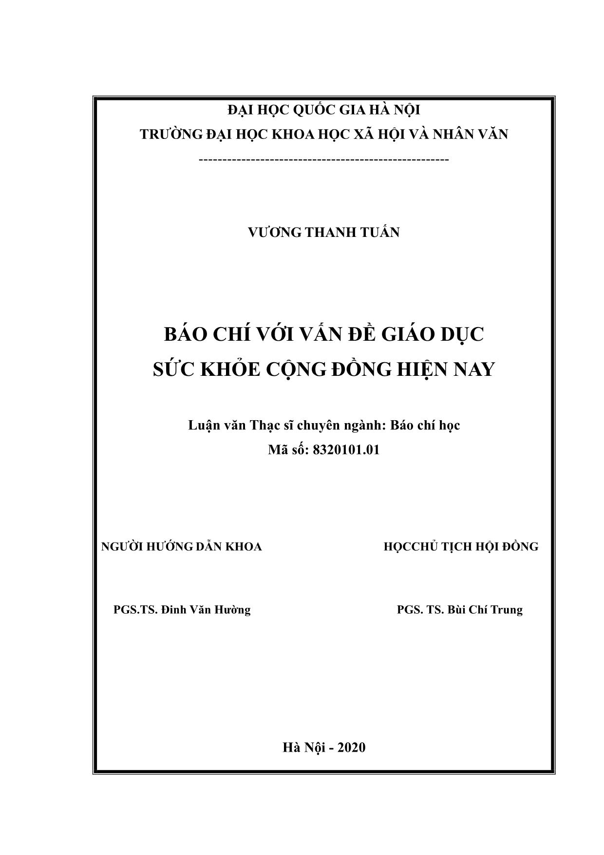 Luận văn Báo chí với vấn đề giáo dục sức khỏe cộng đồng hiện nay trang 2