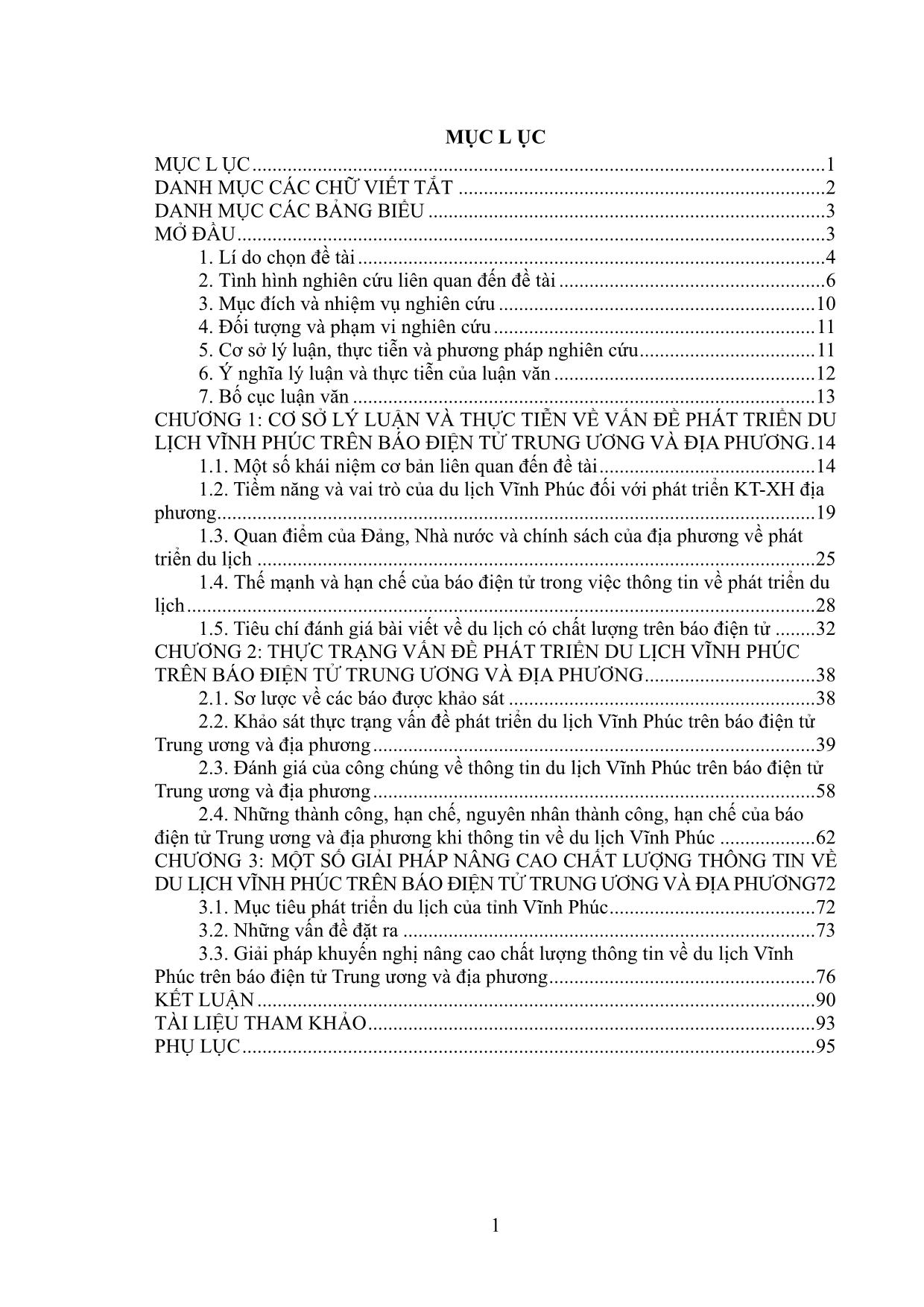 Luận văn Vấn đề phát triển du lịch Vĩnh Phúc trên báo điện tử trung ương và địa phương trang 5