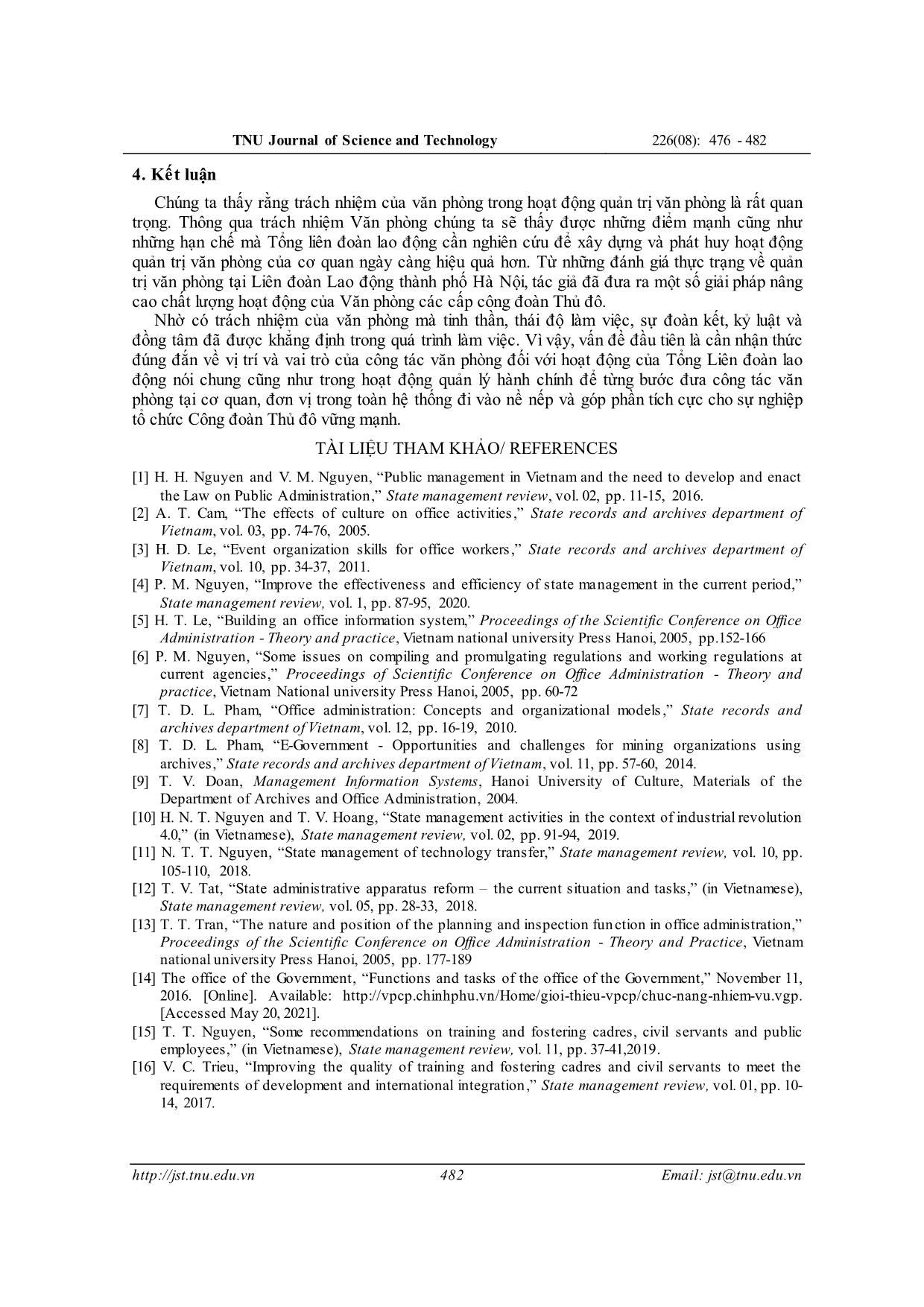 Trách nhiệm của văn phòng trong việc hoạt động quản trị văn phòng tại liên đoàn lao động thành phố Hà Nội trang 7