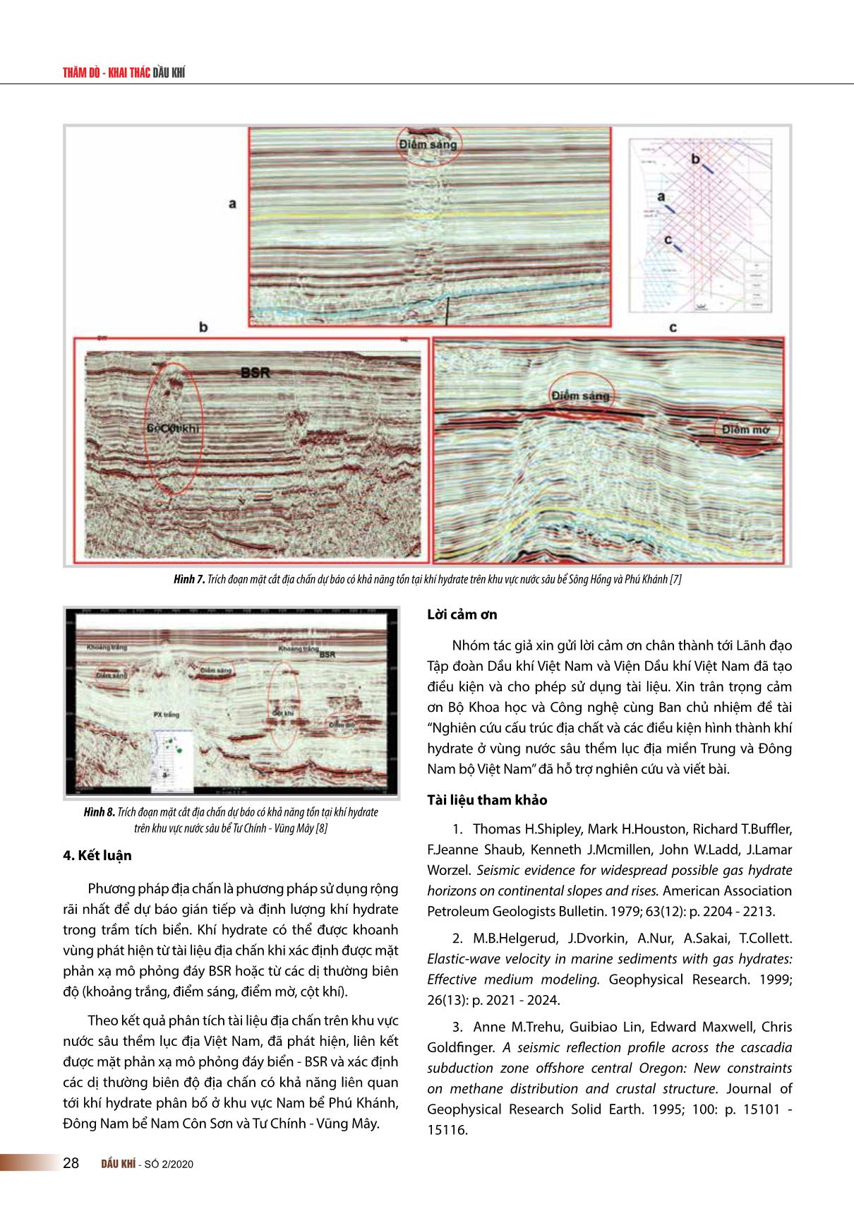 Các dấu hiệu trực tiếp dự báo sự tồn tại của khí hydrate từ tài liệu địa chấn trên khu vực nước sâu thềm lục địa Việt Nam trang 5