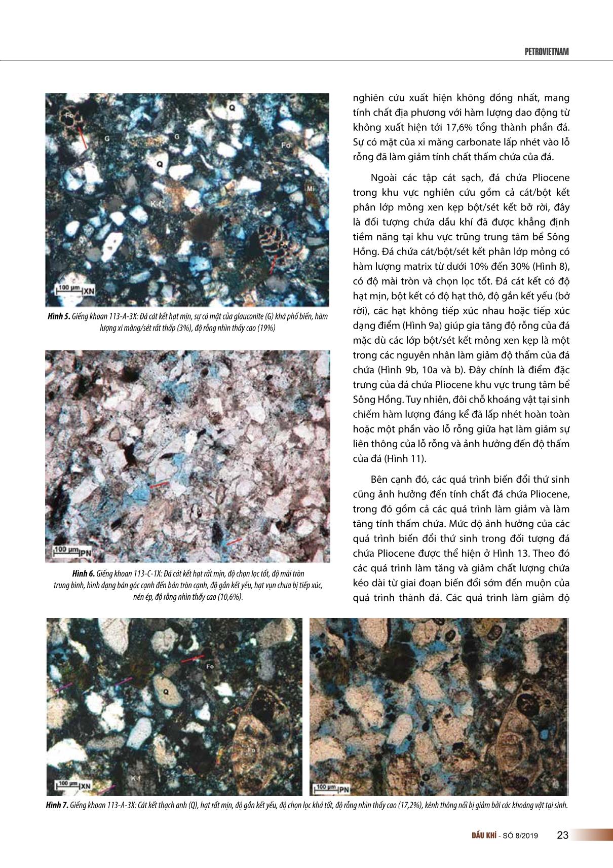 Đặc trưng vật lý, thạch học của đá chứa Pliocene khu vực trung tâm bể sông Hồng trang 3