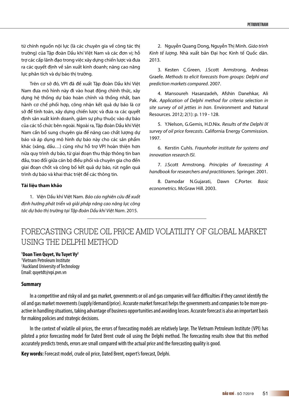 Dự báo giá dầu thô trong giai đoạn thị trường biến động bằng phương pháp Delphi trang 8