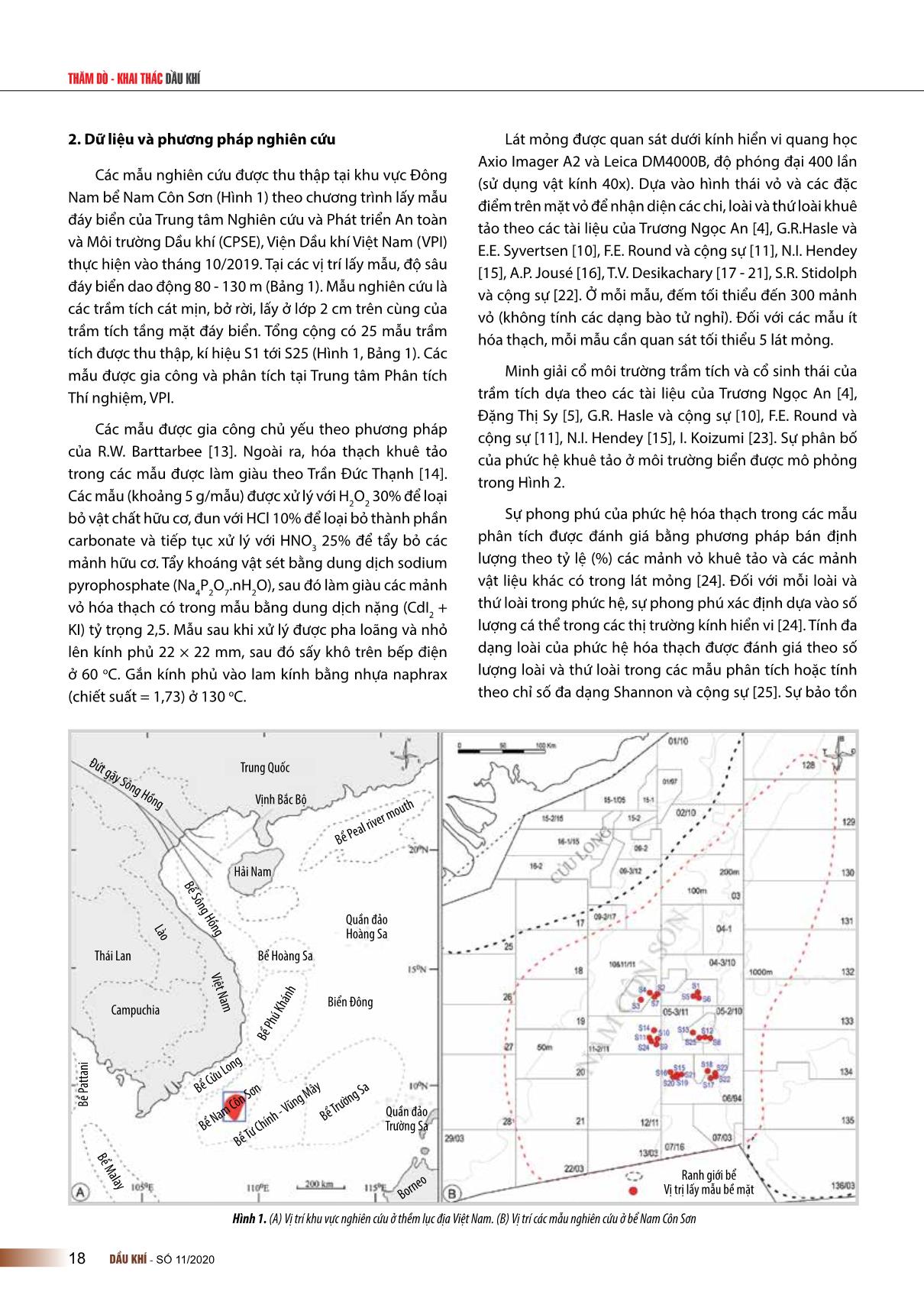 Phức hệ hóa thạch khuê tảo trong các trầm tích bề mặt đáy biển ở khu vực Đông Nam bể Nam Côn Sơn trang 2