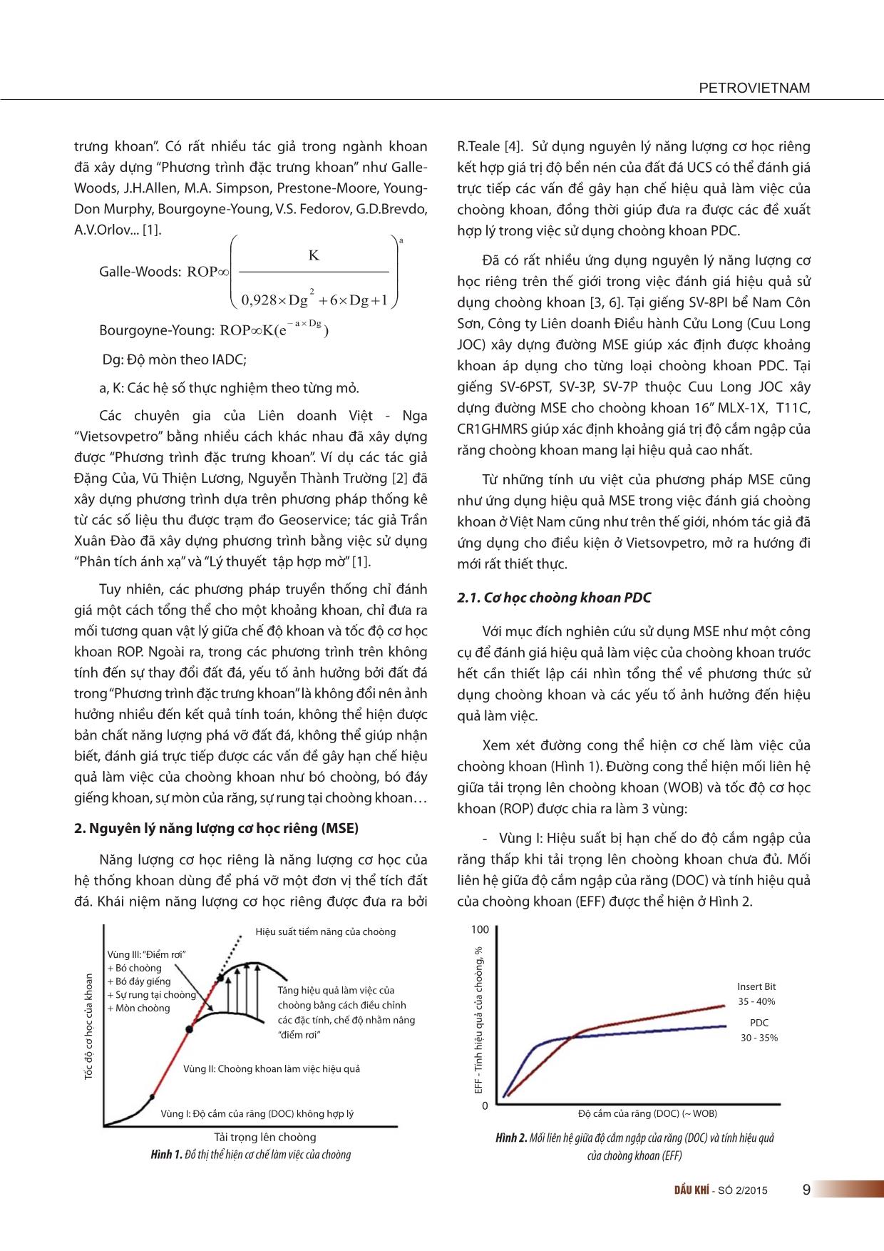 Phương pháp tiếp cận mới trong đánh giá hiệu suất làm việc của choòng khoan bằng “Nguyên lý năng lượng cơ học riêng” trang 2